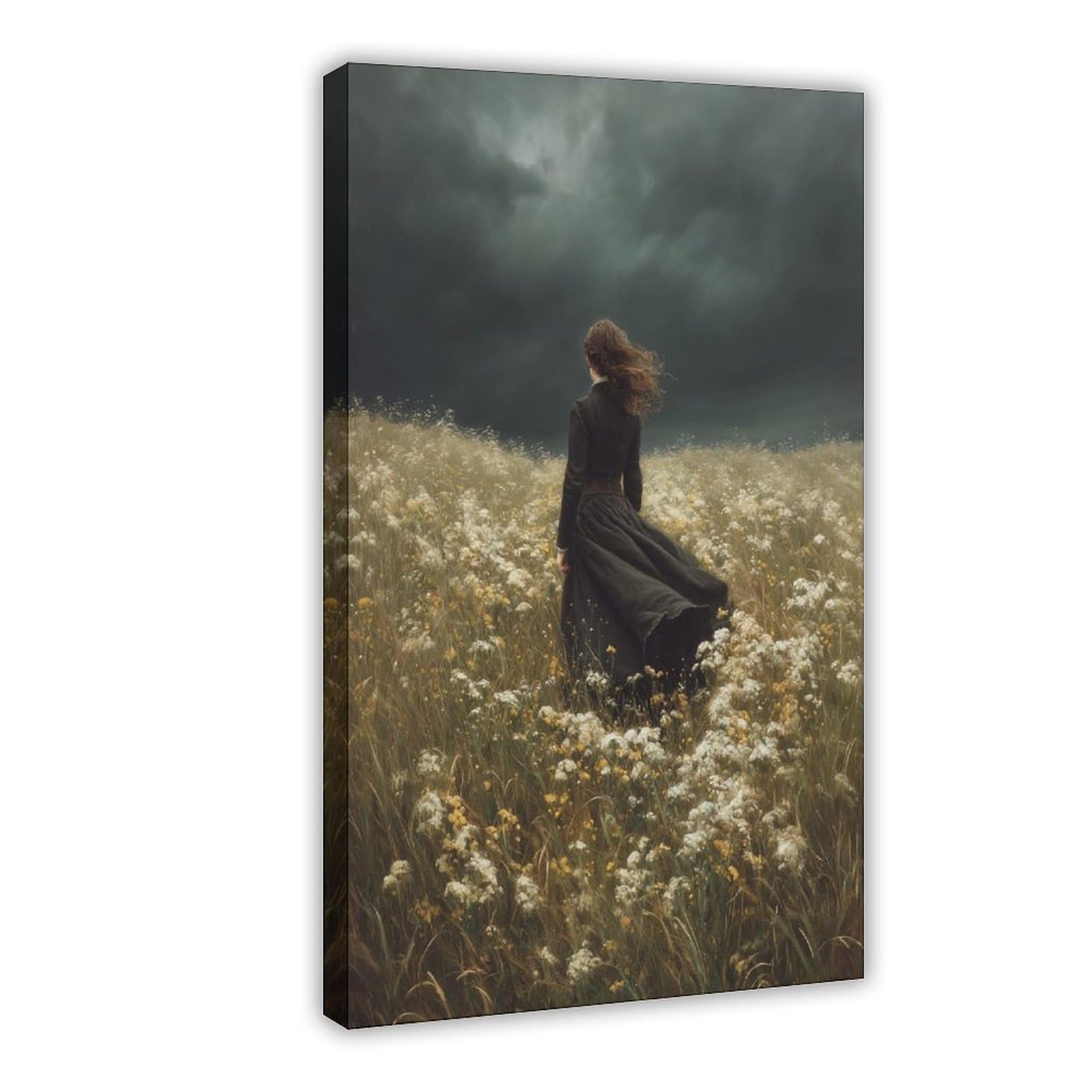 Bareronor Frame Wildflower Field Canvas Poster Bedroom Decor Landscape Office Room Decor Gift 20" L X 30" W