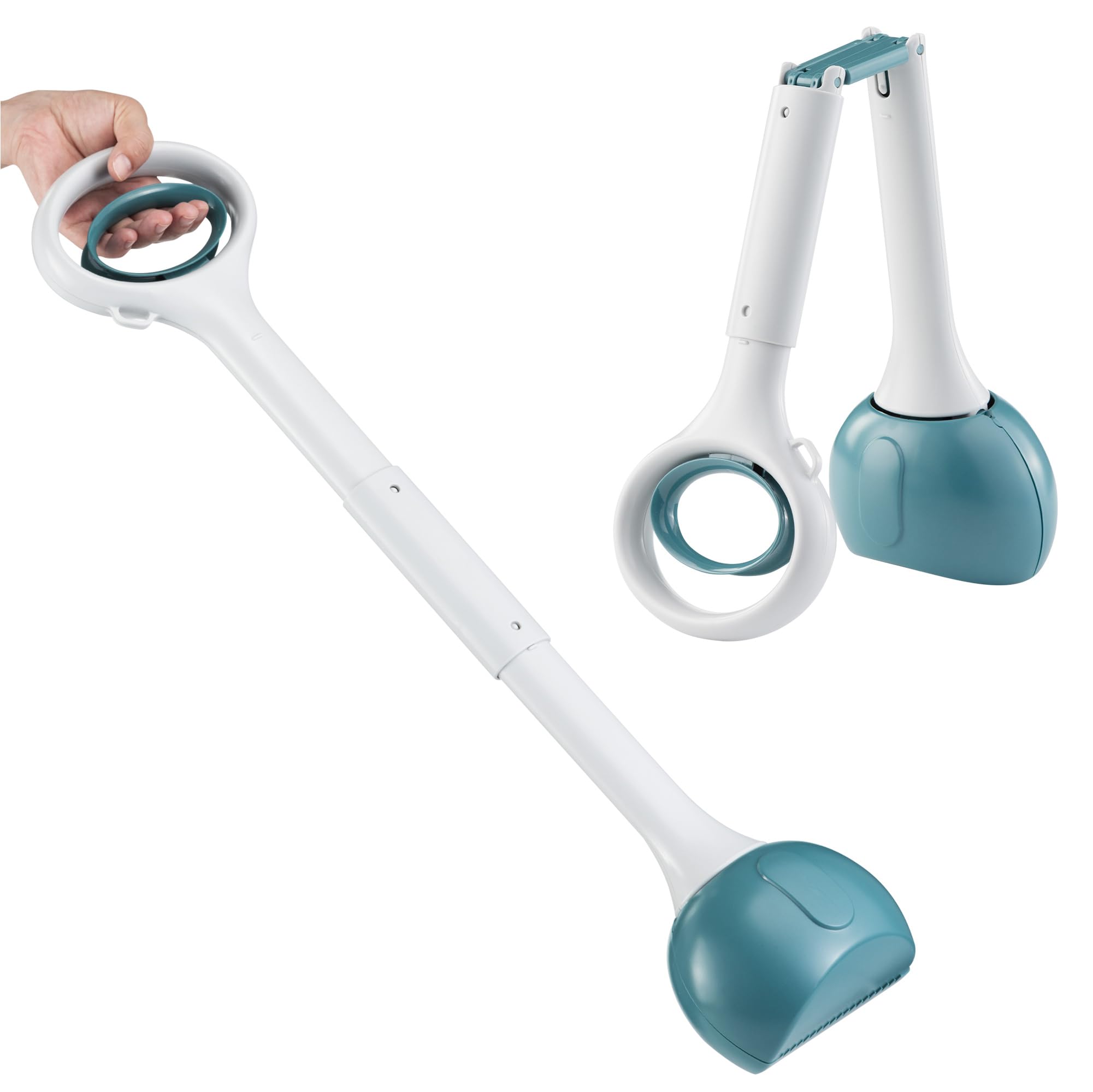 Navaris Dog Pooper Scooper L - Cat, Horse Poop Scoop w/Dense Closure & Smooth Button - Ideal for Dogs & Cats - Long Handled Durable Garden Poo Picker