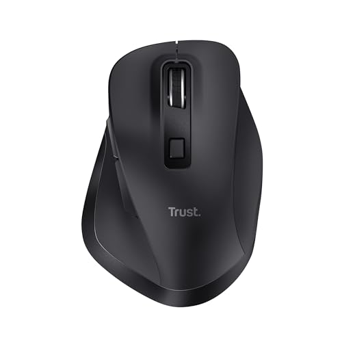 Trust Fyda Souris sans Fil Rechargeable Bluetooth + 2.4 GHz, Repose-Pouce Ergonomique, 50%...