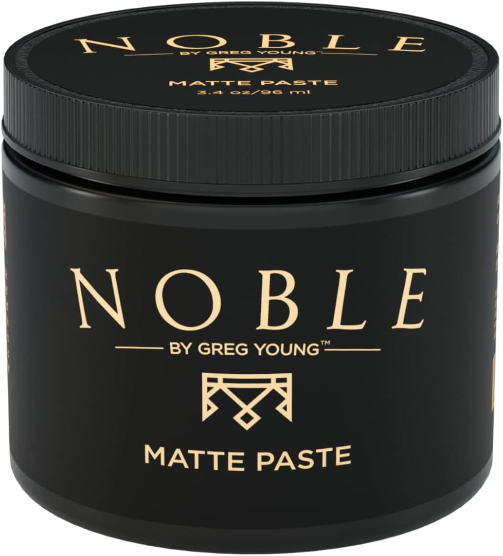 Noble By Greg YoungStrong Hold Matte Hair Paste for Men | Flexible & Long-Lasting Matte Finish Sculpting | All Hair Styles | No Flakes | All Hair Types Mens Hair Gel & Hair Wax Paste | 3.4 oz