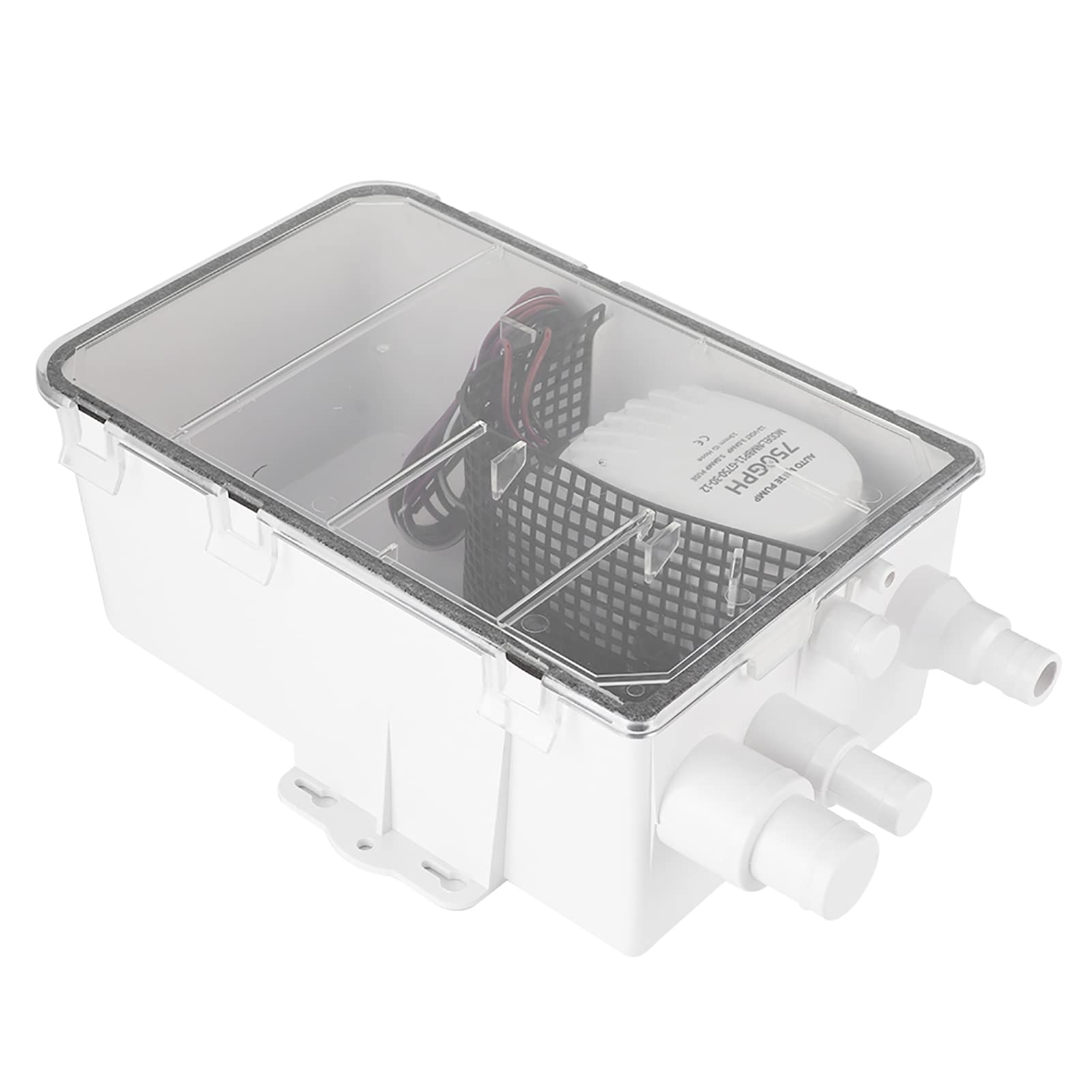 KIMISS DC 12V/24V 750 GPH Pompa della Coppa Doccia con Interruttore Automatico Bilge Drain Box Multi Ingresso per Yacht in Barca Marina G750-01 (12V)