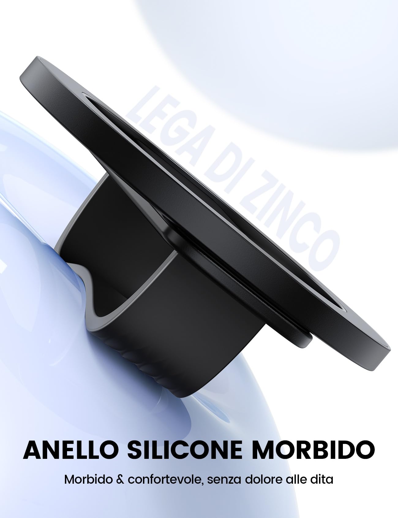 Lamicall Supporto Anello Cellulare per MagSafe - [Impugnatura Silicone Morbido] Anello Supporto Telefono, Portacellulare Magnetico, con Anello Metallico, per iPhone 16/15/14/13/12/11 Pro Max, Android