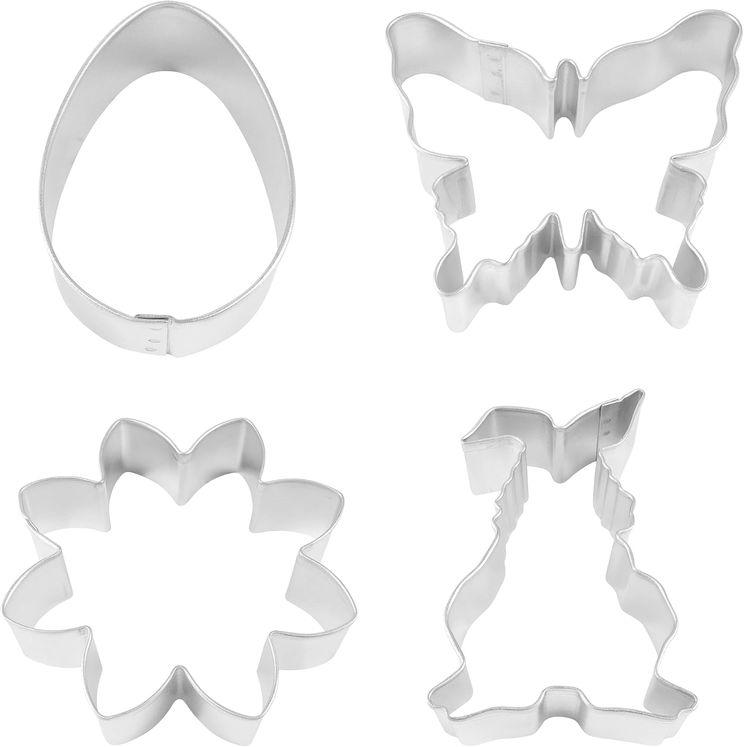 R&M International Spring Set Carded Cookie Cutter, 4 Pieces Medium Silver