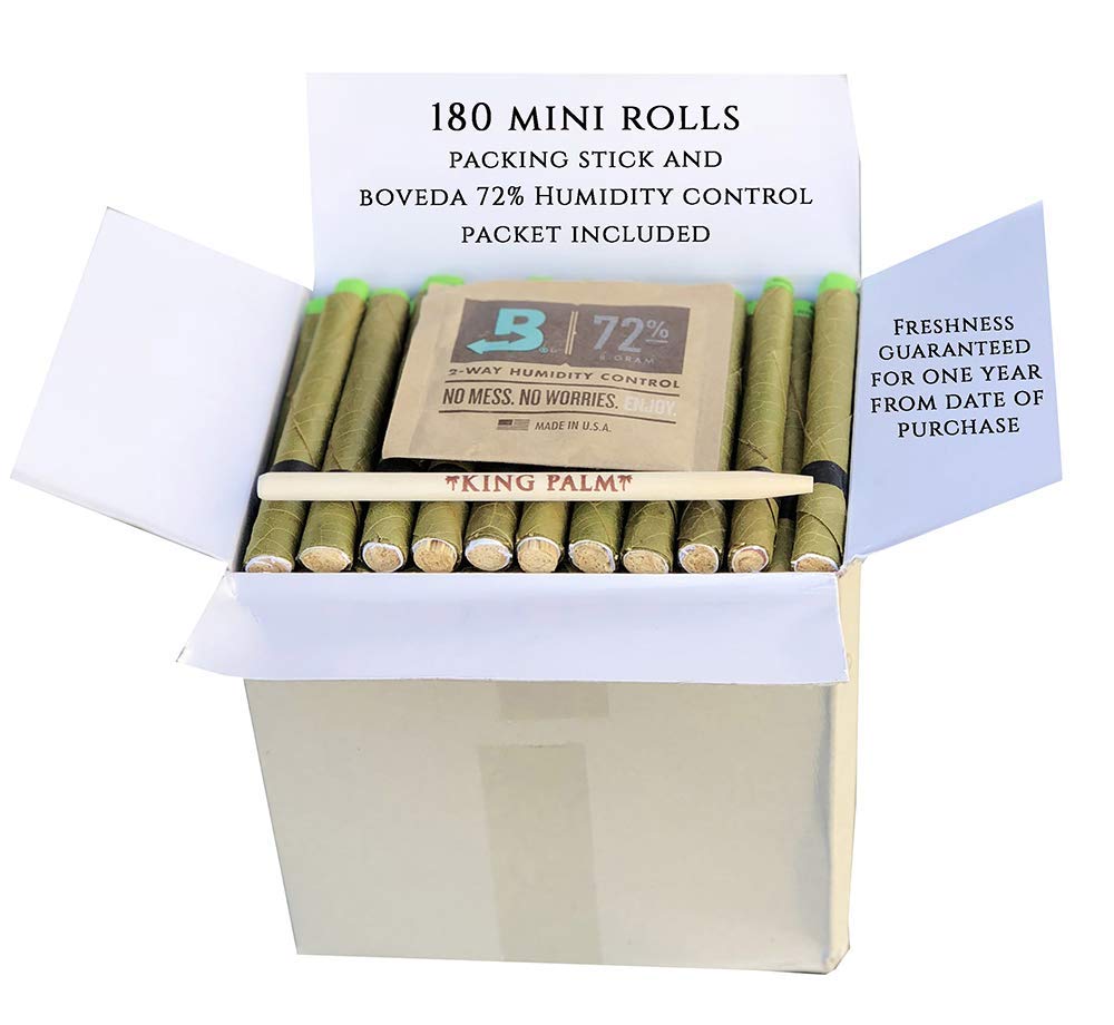 MINI Size Natural Pre Wrap Palm Leafs (BULK CASE LOOSE, 180 ROLLS TOTAL) Pre Rolled Cones - All Natural Cones - Corn Husk Filter - Preroll Cones - Prerolled cones with Filter - Organic Cones