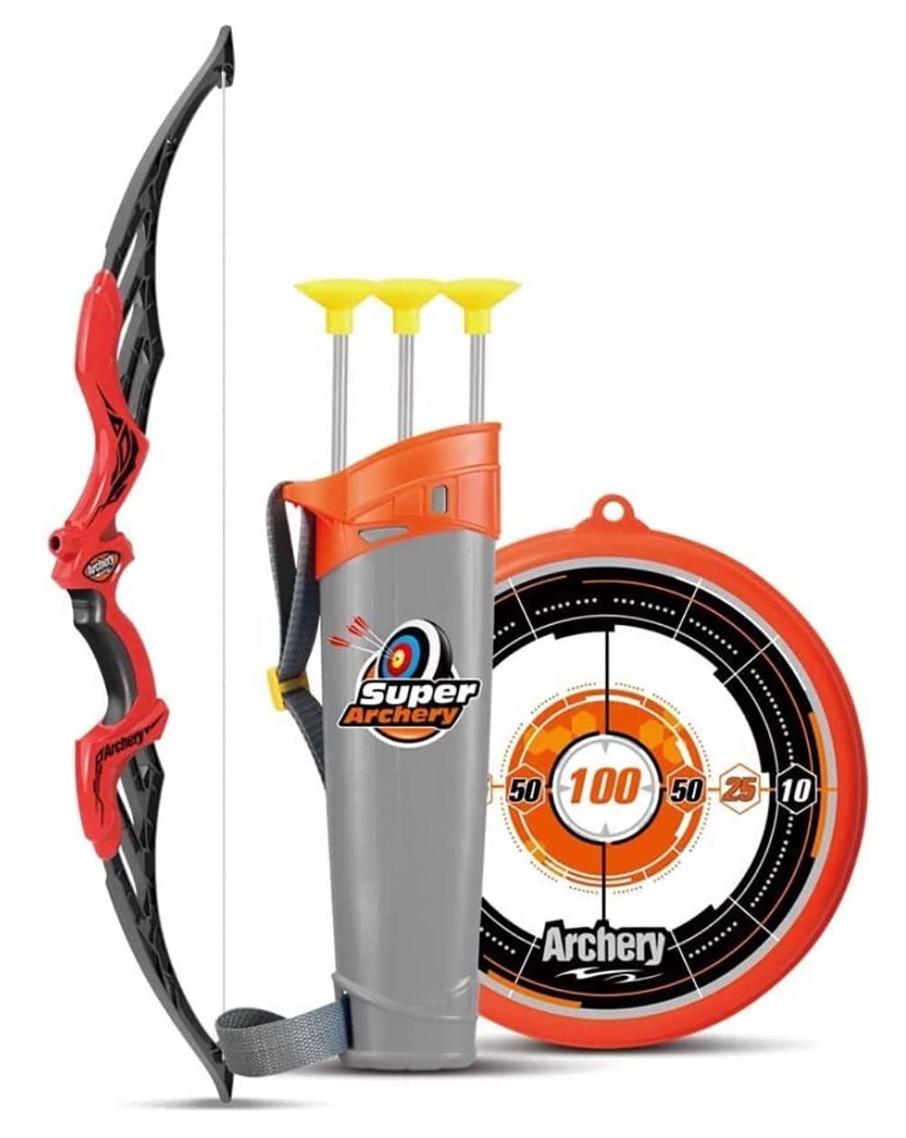 Super Archery Set for Kids with Bow and Arrow Set with Dart Target Board, Colourful with 3 Suction Cup Tip Arrows