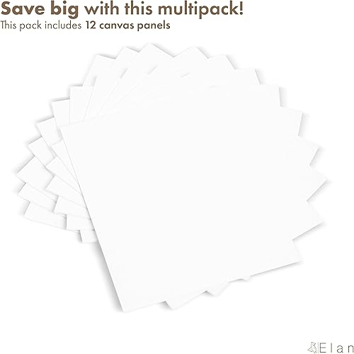 Miniatura 8 de Elan Paneles de lona de algodón de 8 x 8 pulgadas, paquete de 12 tableros de lienzo para pintar, lienzos para pintar, tableros de arte a granel,