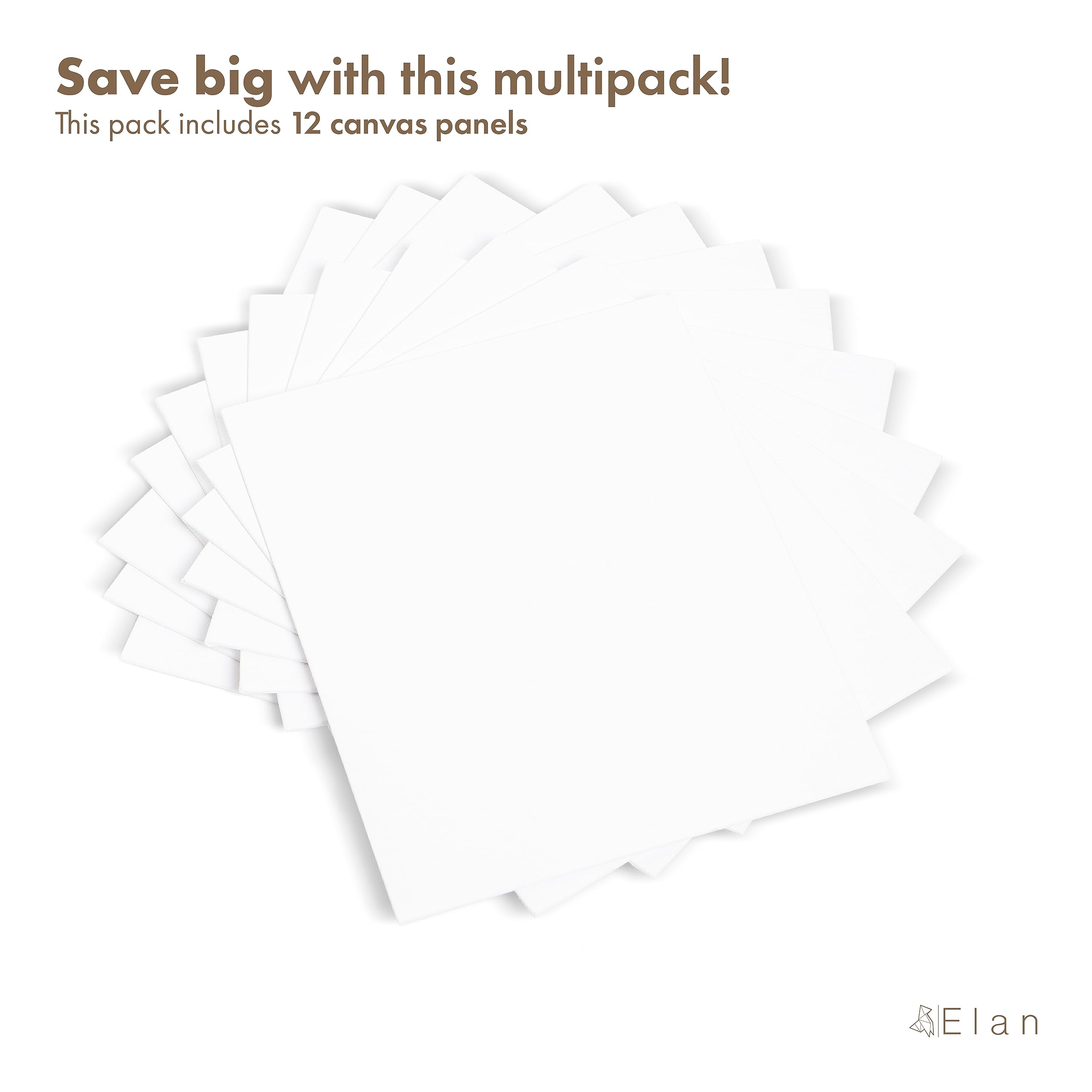 Elan Canvas Boards for Painting 7.9x9.8 Inch, 12-Pack 100% Cotton Acid-Free Blank Canvases for Painting 8oz, Triple Primed 7.9x9.8 Canvas Panels