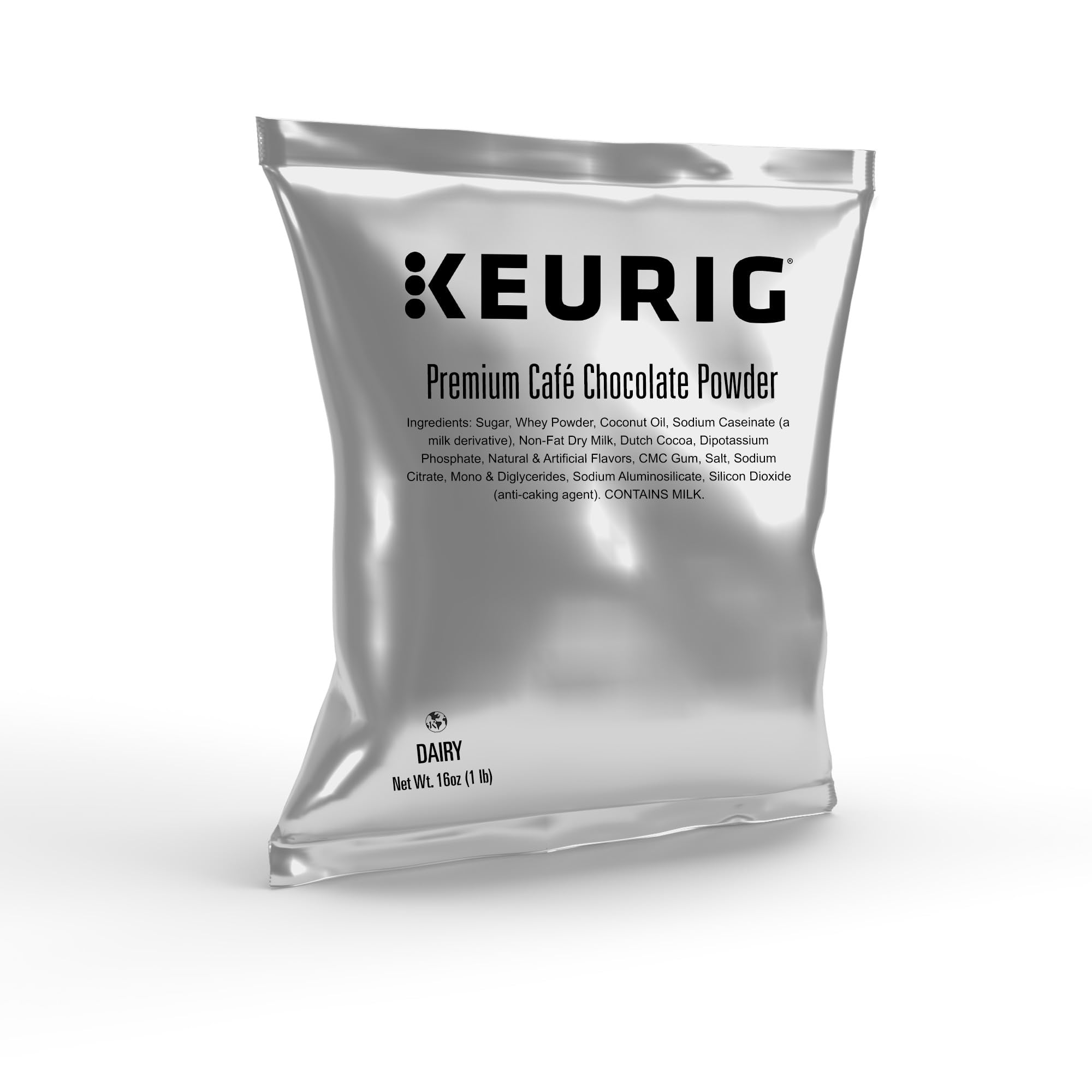Keurig Premium Café Chocolate Milk Powder, 1lb Bag, Specialty Beverage Mix for Lattes & Mochas, Makes about 30 Drinks, For Keurig Commercial Brewers, Contains Real Milk, 12 Pack