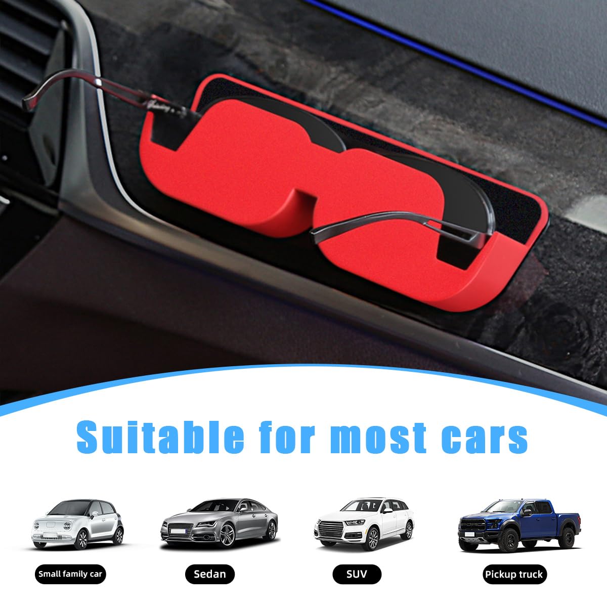 Support De Lunettes Pour Tableau De Bord Voiture - En Alliage Et Cuir, Compact, Adhésif Fort - 11