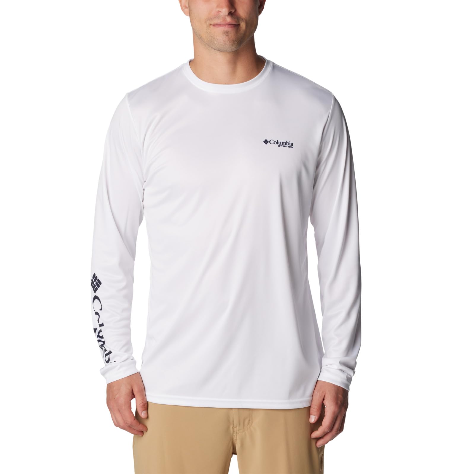 Columbia Men's Terminal Tackle PFG Long Sleeve T-Shirt, White/Fins & Stripes, XXL