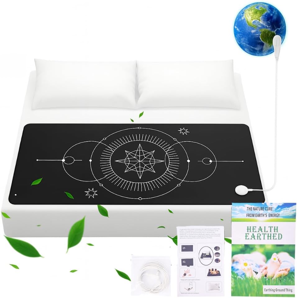 Grounding Mat for Bed & Desk – 150×60 cm PU Leather Earthing Mat with Grounding Cord – Stress Relief, Sleep Support & Inflammation Recovery – Includes Full Kit