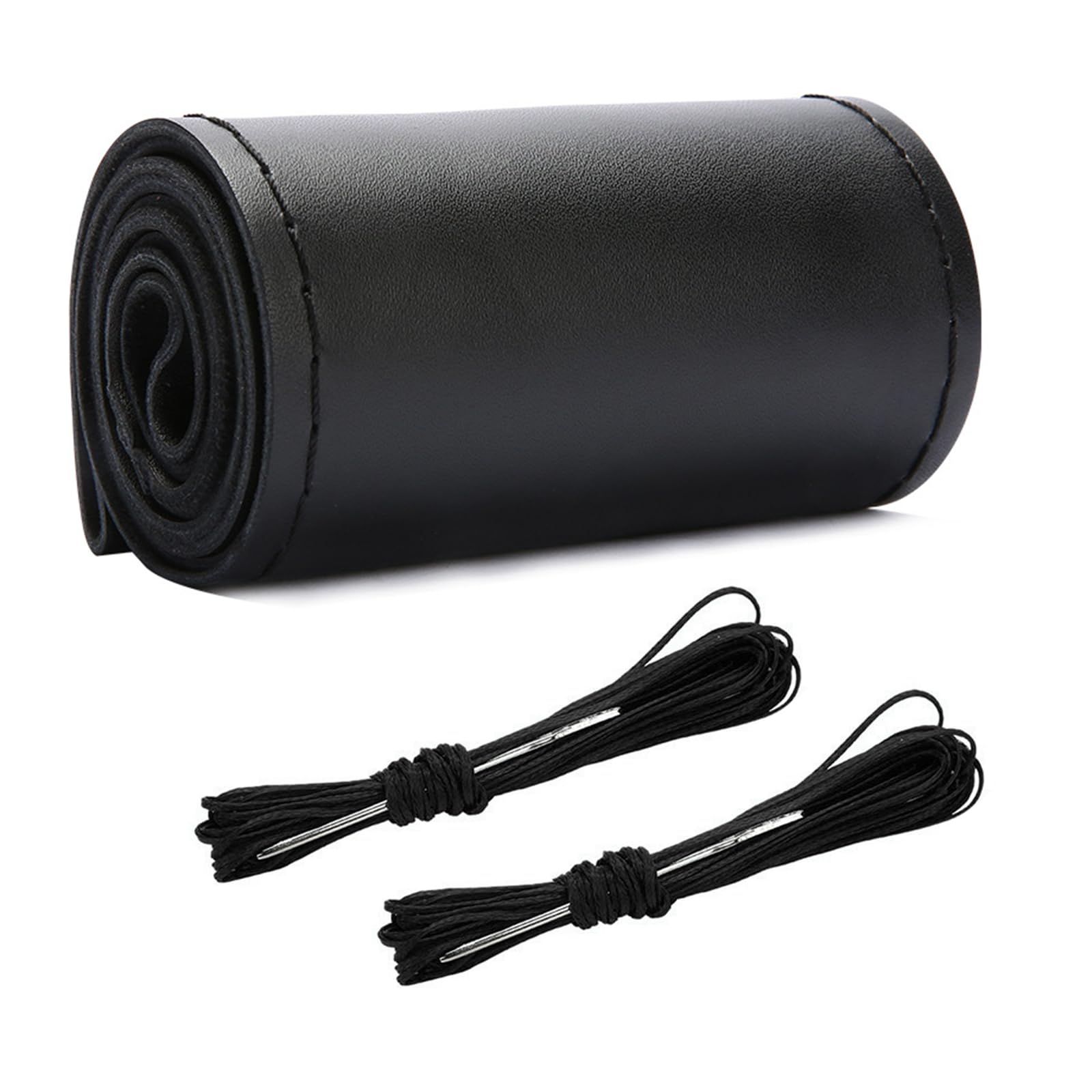 Wevdn Genuine Leather Steering Wheel Cover, Stitch on Wrap, DIY Sewing Steering Wheel Protector, 15 Inch Breathable Non-Slip Steering Wheel Protector,