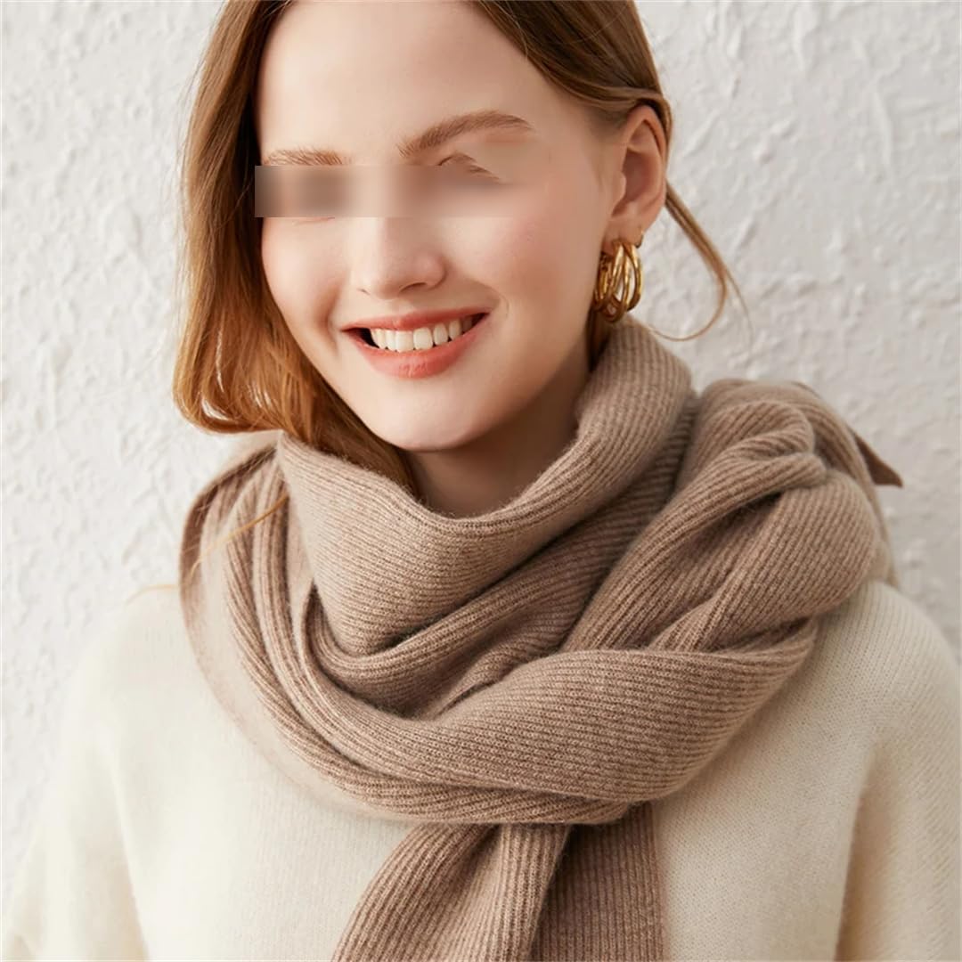 Bufanda de punto de cachemira para mujer, primavera, otoño e invierno, bufanda de punto suave y cálida