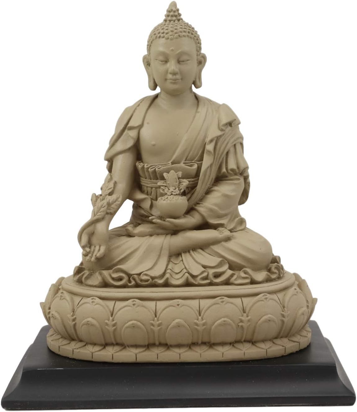 Ebros Akshobhya Bhaiá¹£ajyaguru Medicine Buddha of Healing and Purity Meditating Figurine in Ivory Clay Finish for Home Altar Zen Decoration Eastern Enlightenment Amitabha Buddhist Statue Feng Shui