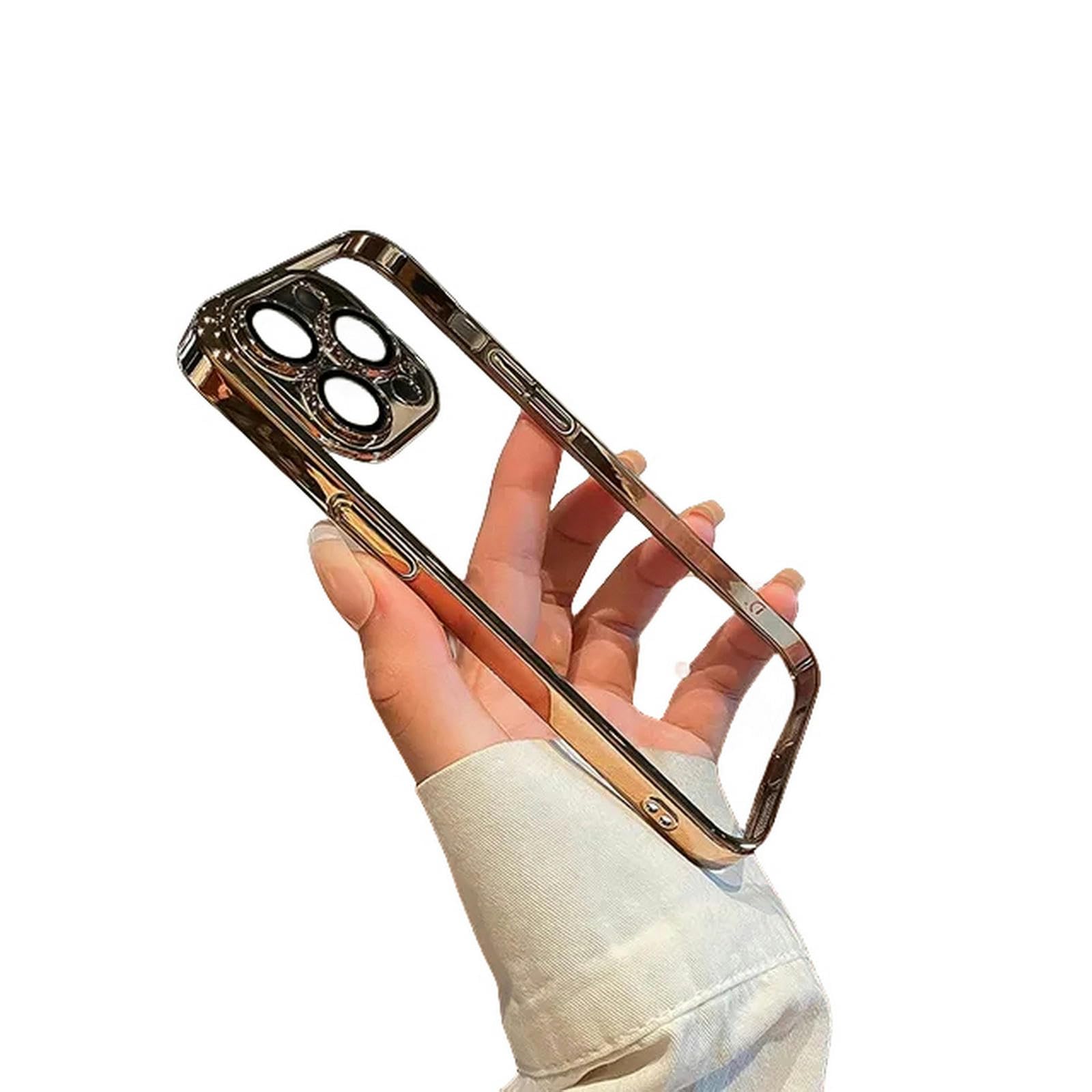 MdybFiphone Case Plating Clear Silicone Phone Case For Iphone 15 14 13 12 11 Pro Max Lens Protection Case Back Cover