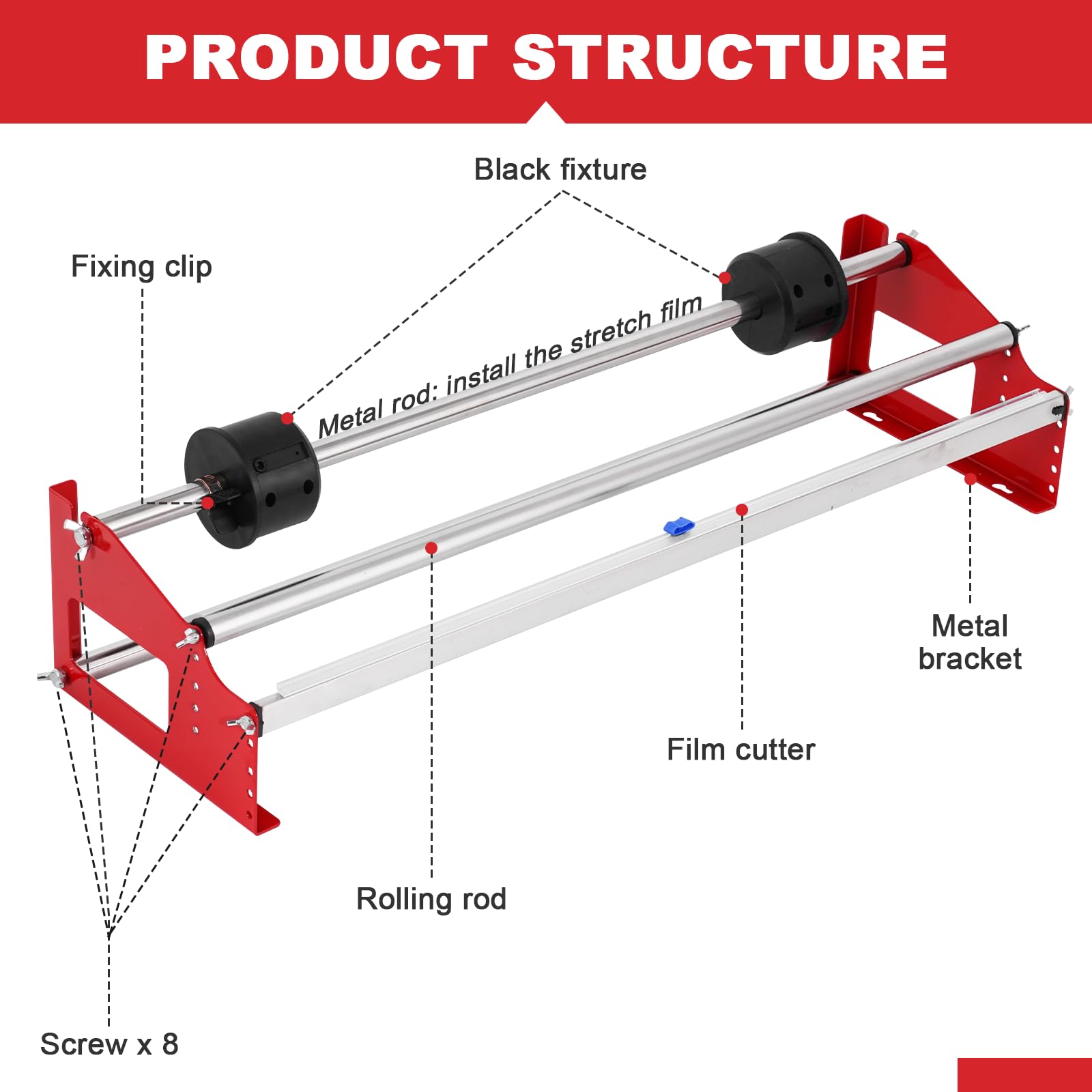 60 cm Tisch-Stretchfolien-Spender, Wandhalterung, Stretchfolien-Verpackungsmaschine, manueller Frischhaltefolienspender mit Cutter für Verpackung, Umzug und Versand