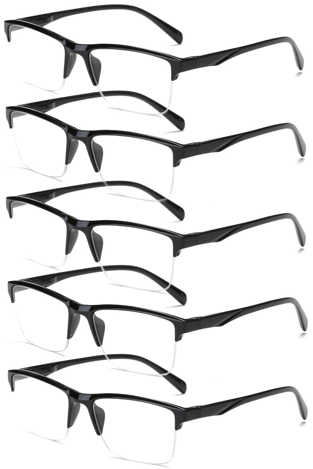 VEVESMUNDO Reading Glasses Men Women Rectangle Semi Rimless Modern Oversize Eyeglasses
