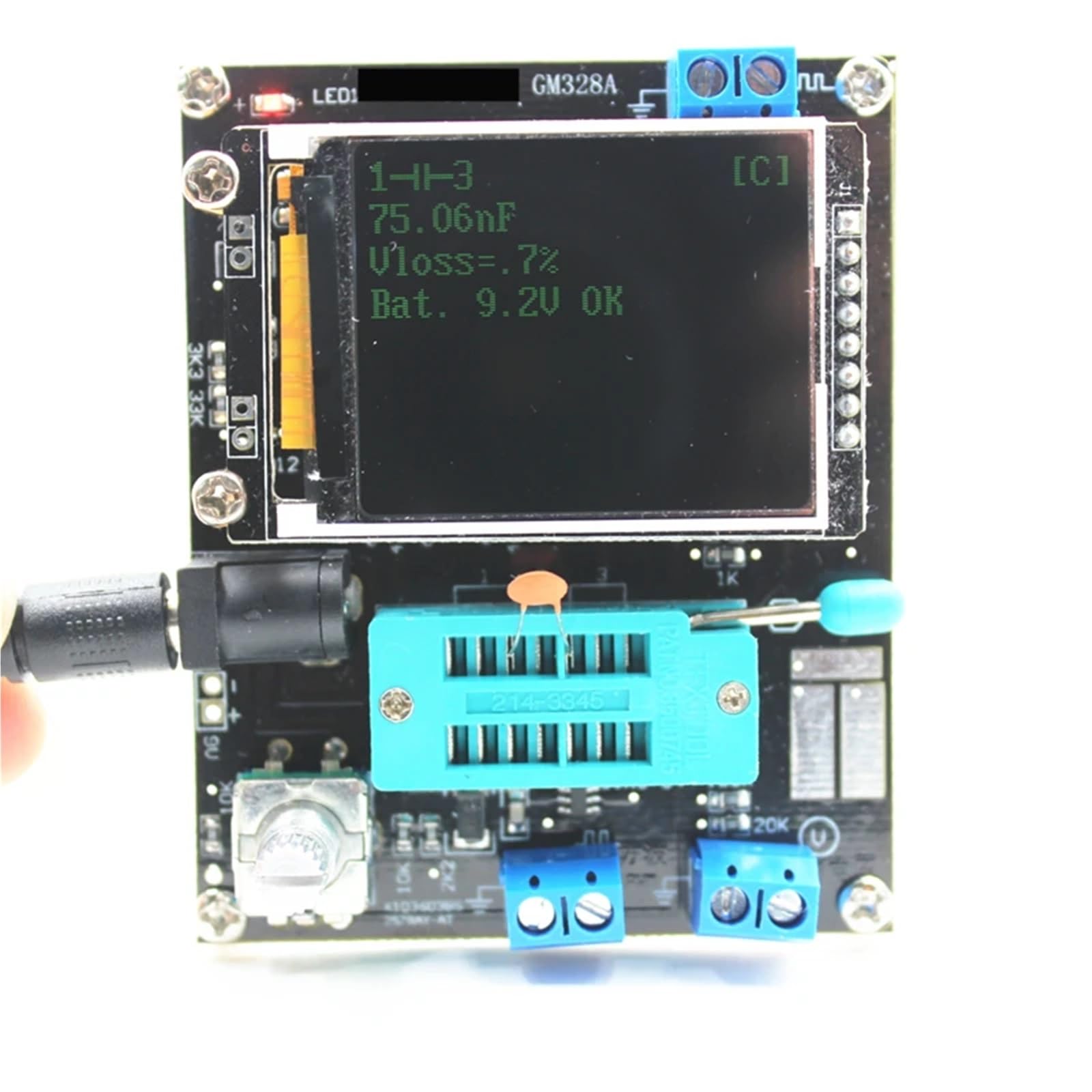 GM328A Tester tranzystorów, wersja rosyjska/angielska, dioda, pojemność, częstotliwość, PWM, zestaw DIY z obudową (czarny)
