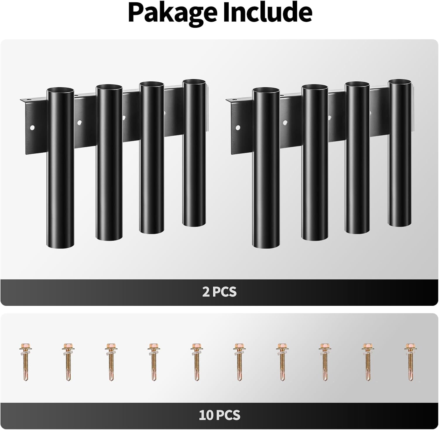 8 Hole Shovel Holder for Truck Bed & Trailer, Heavy-Duty Steel Tool Rack with 2 Mounting Groups, Universal Organizer for Shovel, Rake, Trimmer, Lawn Tools (8 Holes Bed Mount Upgrade)