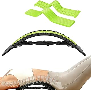 Rückenstrecker Gerät Mit Massagepunkten,Höhenverstellbar Zuhause Rückentrainer,Hyperextension Lendenstützbrett Anwendbar auf Bandscheibenvorfall,Skoliose und Ischias (Schwarz+Grün)
