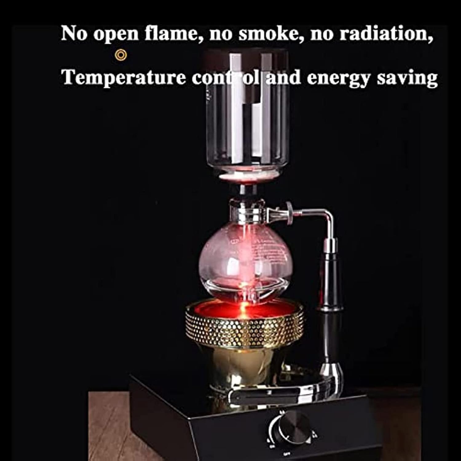 Siphon-Kaffeebrenner, Halogen-Siphon-Brenner-Heizung, Kaffee-Heizofen mit Temperaturregelung, Drehschalter, einstellbare Hitze, energiesparend, keine offene Flamme, for Siphon-Kaffeemaschine.(Black)