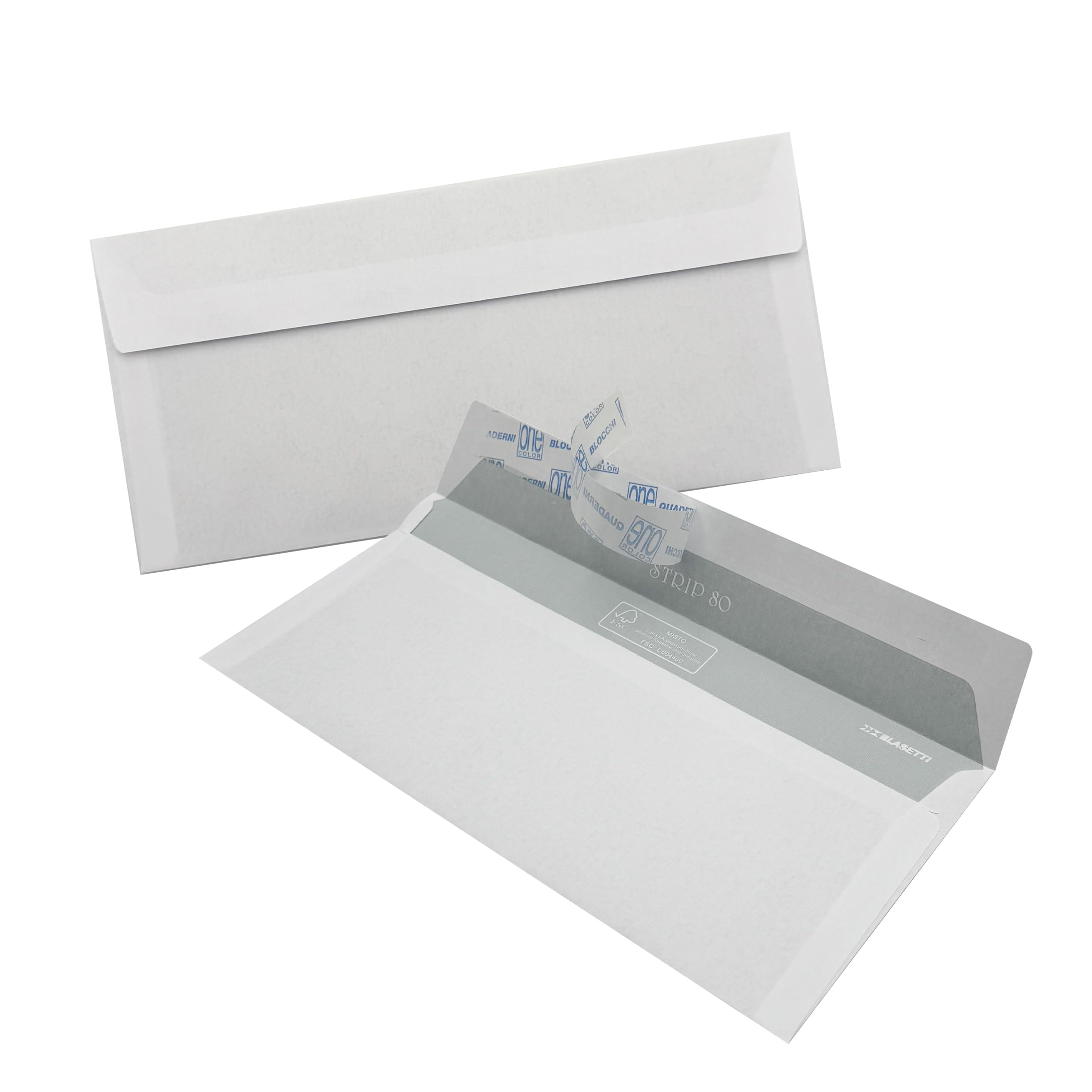 BUSTE LETTERA BLASETTI STRIP 80 FSC 11x23 cm AUTOADESIVE BIANCO 80 GR SCATOLA 500 PZ
