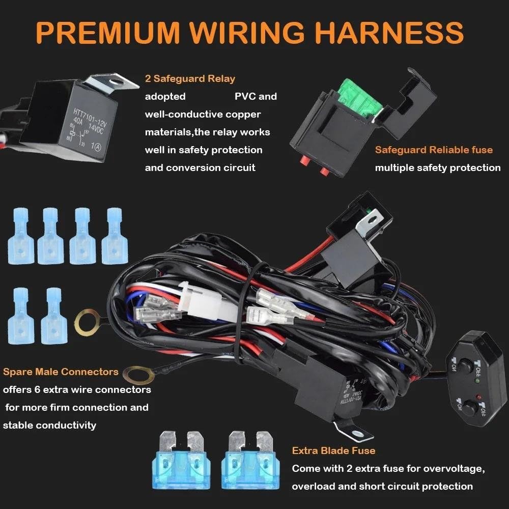 Kit De Faisceau Câblage Pour Interrupteur Voiture Câble 18 AWG 3 Mètres 2 Fils Modes (marche/arrêt) 12V Pour Feux Travail LED Tout-terrain