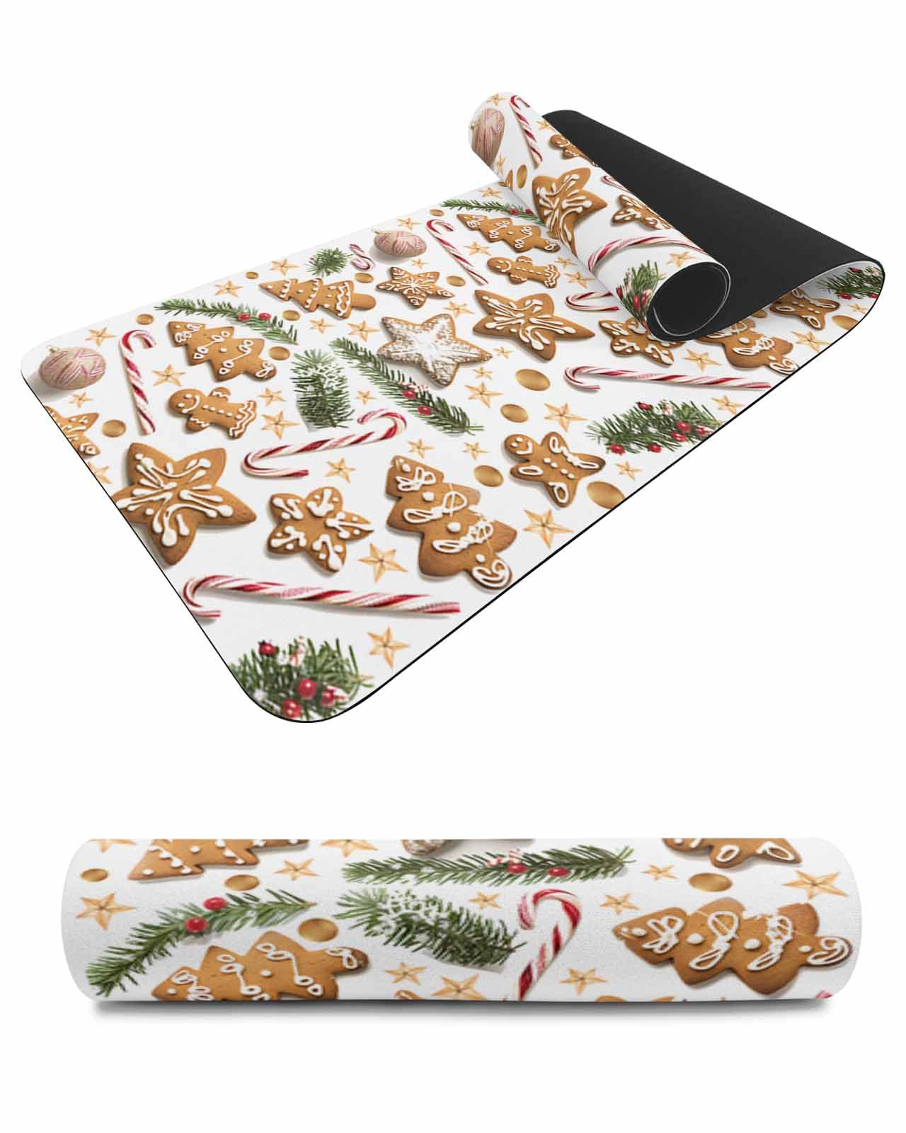 Debedcor Heat Proof Table Pads Waterproof Decorative, Christmas Non-Slip Table Countertop Protector, Xmas Tree Pine Needles Berries Star Insulation Mat for Kitchen Room, 40 x 12 Inches
