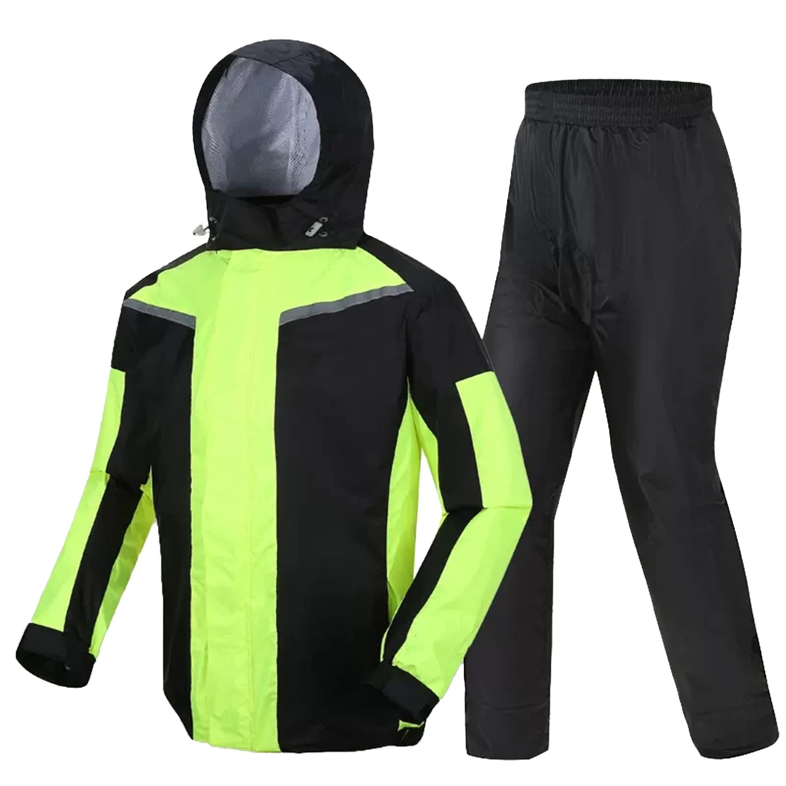 KFGISD, Windproof Hooded Raincoat Work Wear Rainwear Unisex Cycling Rainsuits,Raincoats(Green,XL)
