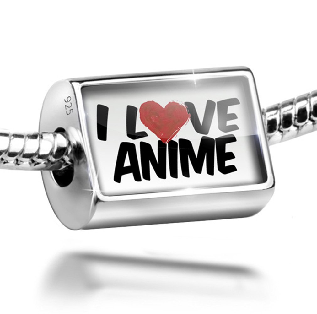 NEONBLOND Sterling Silver Bead I Love Anime Charm Fits All European Bracelets