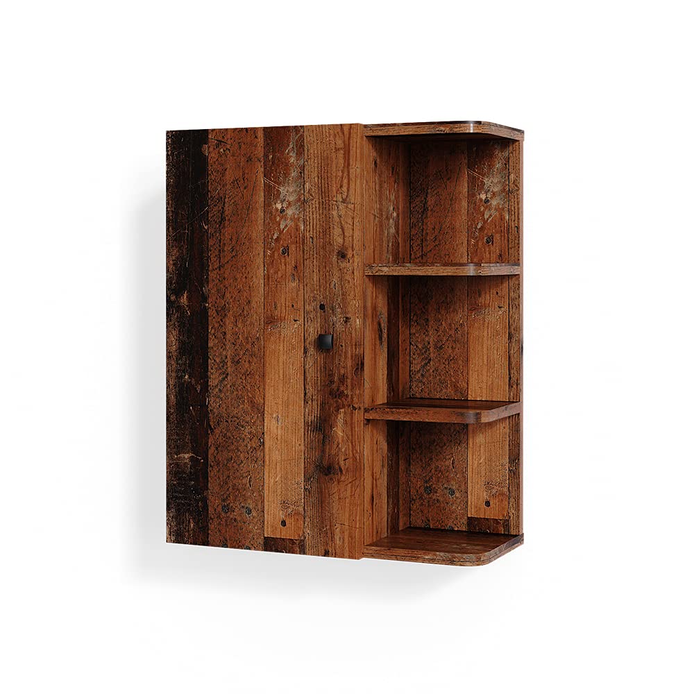 Vicco Mobile bagno Fynn, Rovere rustico, 47.2 x 59.2 cm, per montaggio a parete con ripiani aperti
