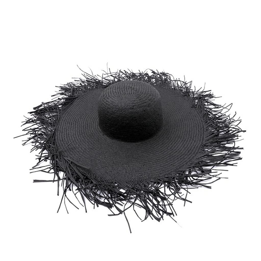 Chapeau de plage en raphia à grand bord style capeline d'été