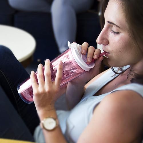 Miniatura 3 de Vaso para batido de cristal con cierre y bloqueo para bebidas frías y calientes Cupture de 22oz Pink rose