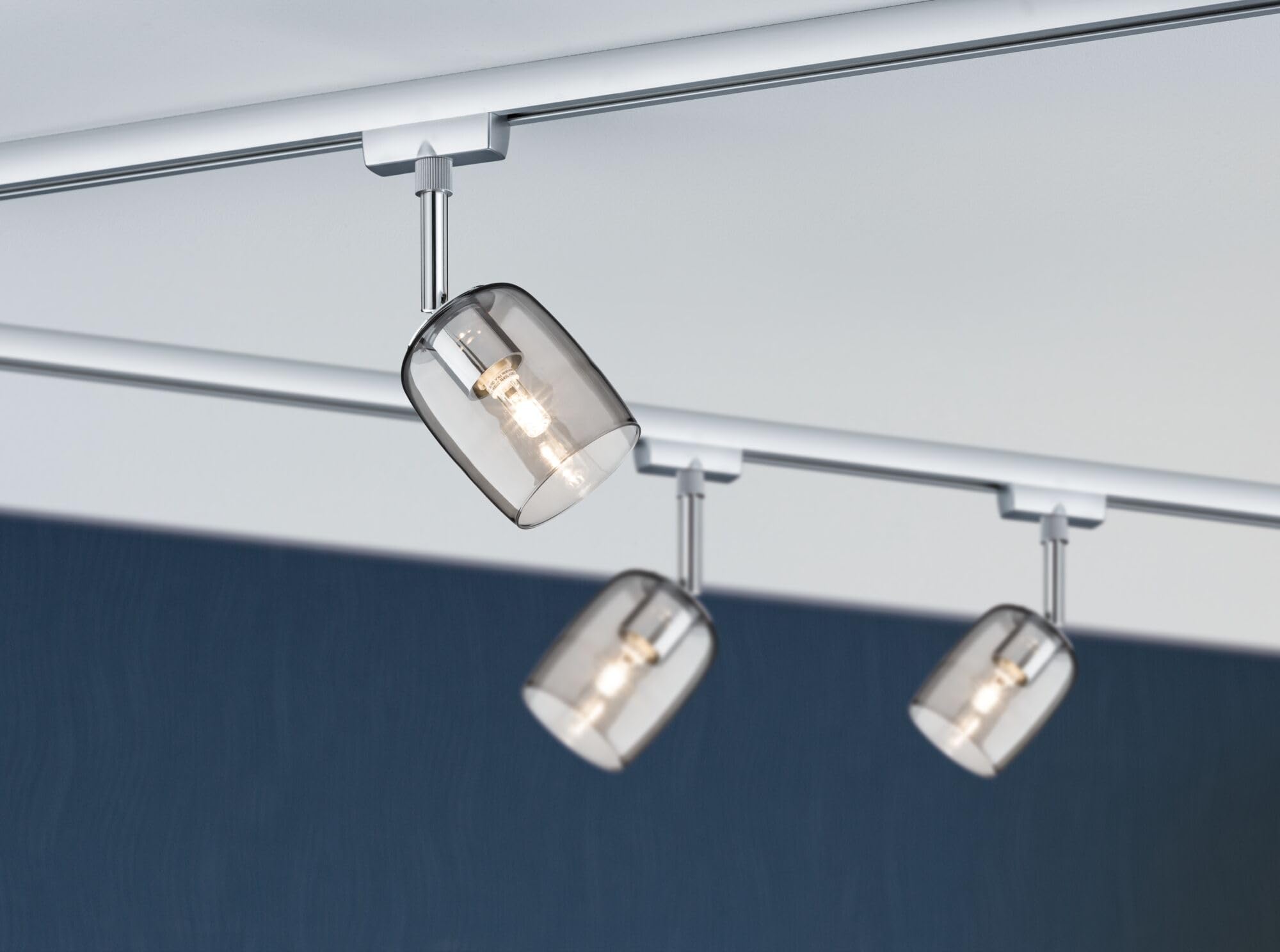 Paulmann 96899 Kit système rails URail Blossom max. 4x10 watts Rail lumineux Chrome mat, Chrome, Verre fumé Éclairage de plafond Métal, plastique Rail de plafond G9