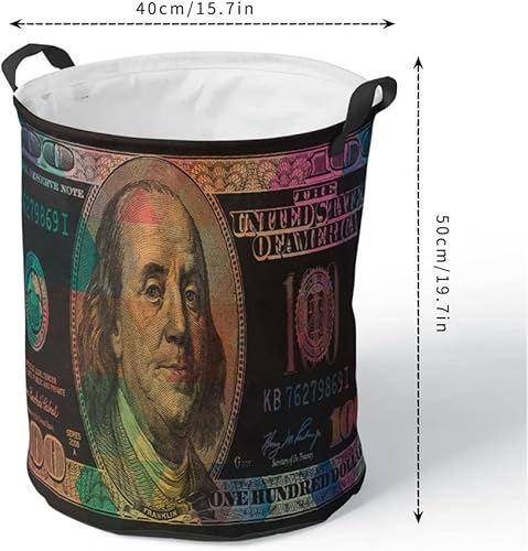 Miniatura 7 de Cesta de lavandería negra de 100 dólares, cesta grande para ropa sucia de baño para hombre, decoración de dinero genial para dormitorio, baño,