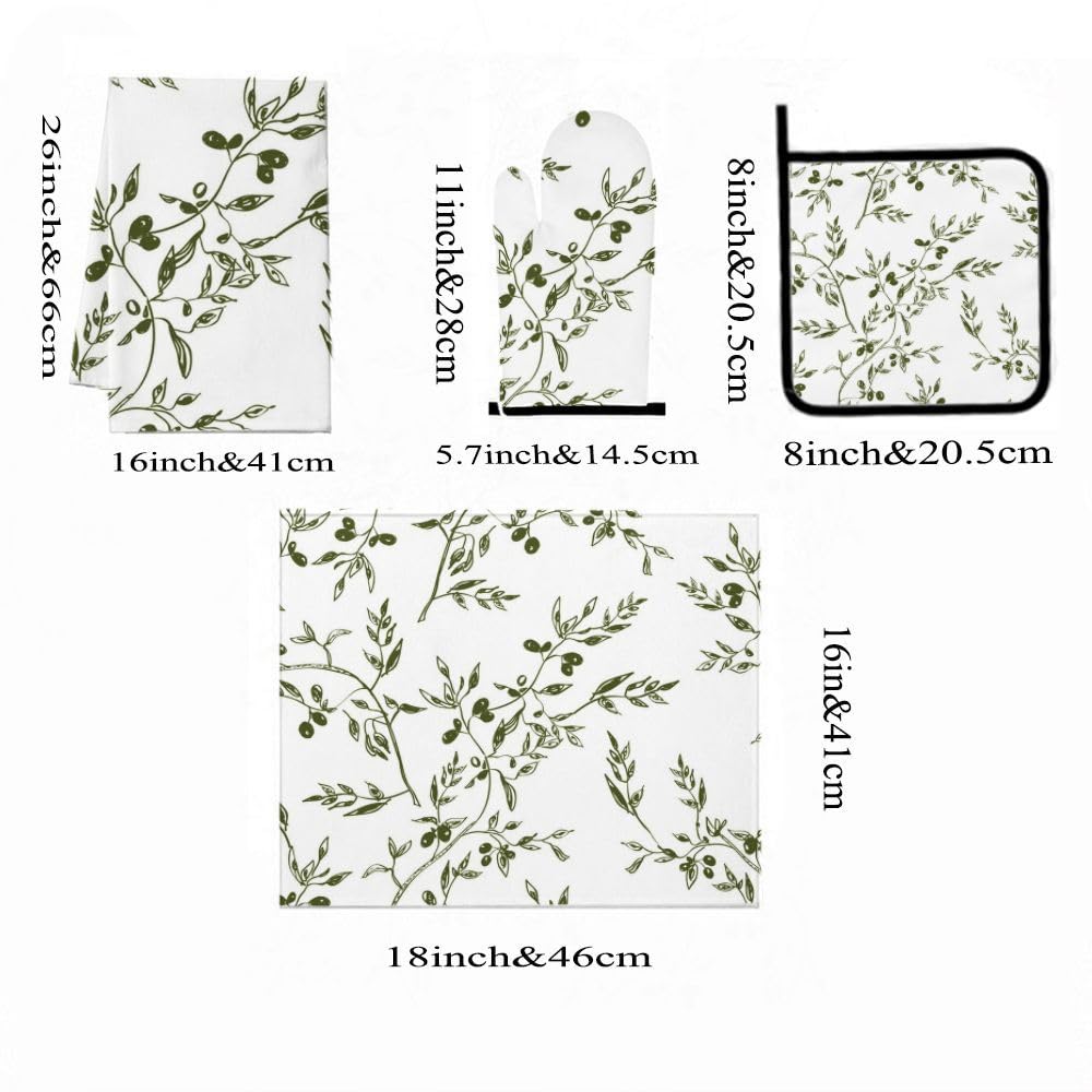 Set di 9 rami di ulivo verdi1 decorazione e accessori per la cucina