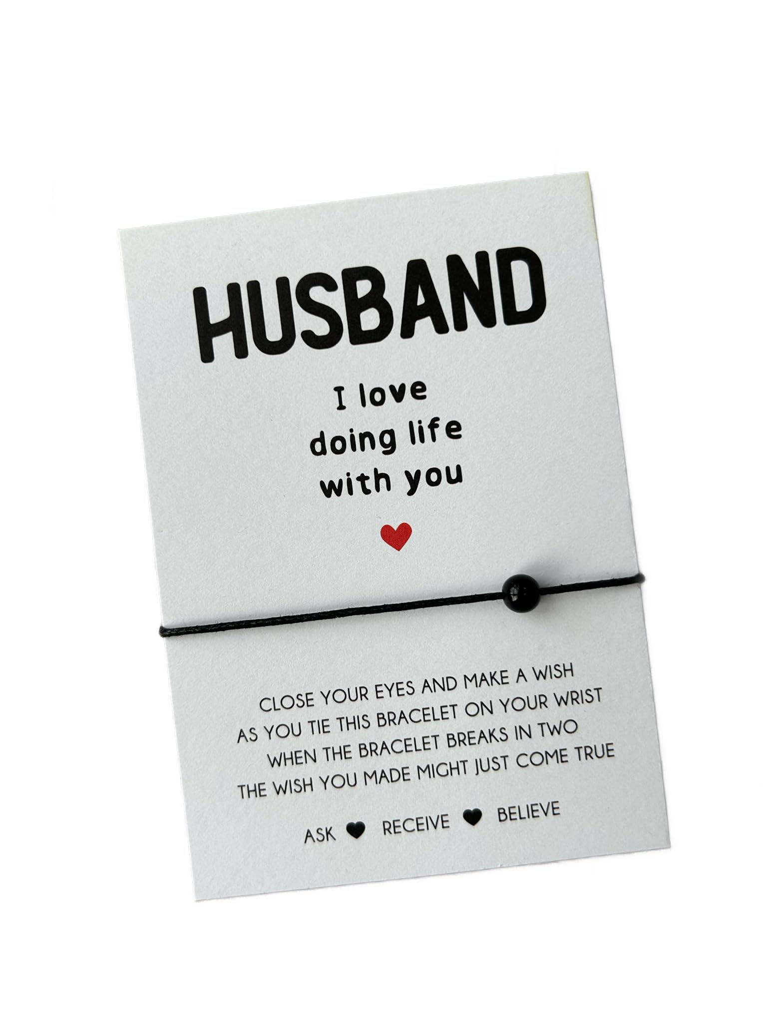 Mermaid Mary's Husband wish string bracelet | Gift for Husband's Birthday | Anniversary present for Hubby Anniversary card