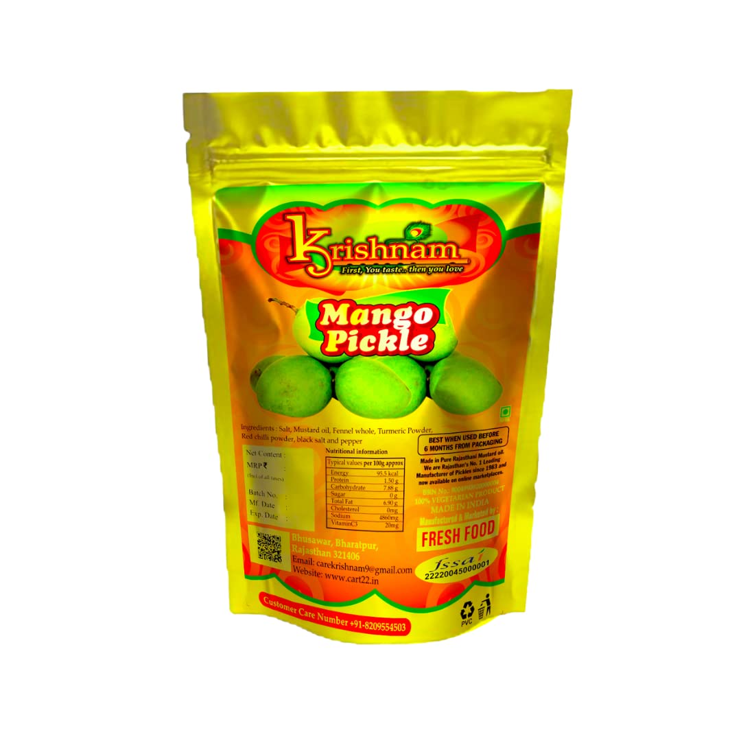 Buy Krishnam Rajasthani Homemade Mango Pickle Pouch PackMade in