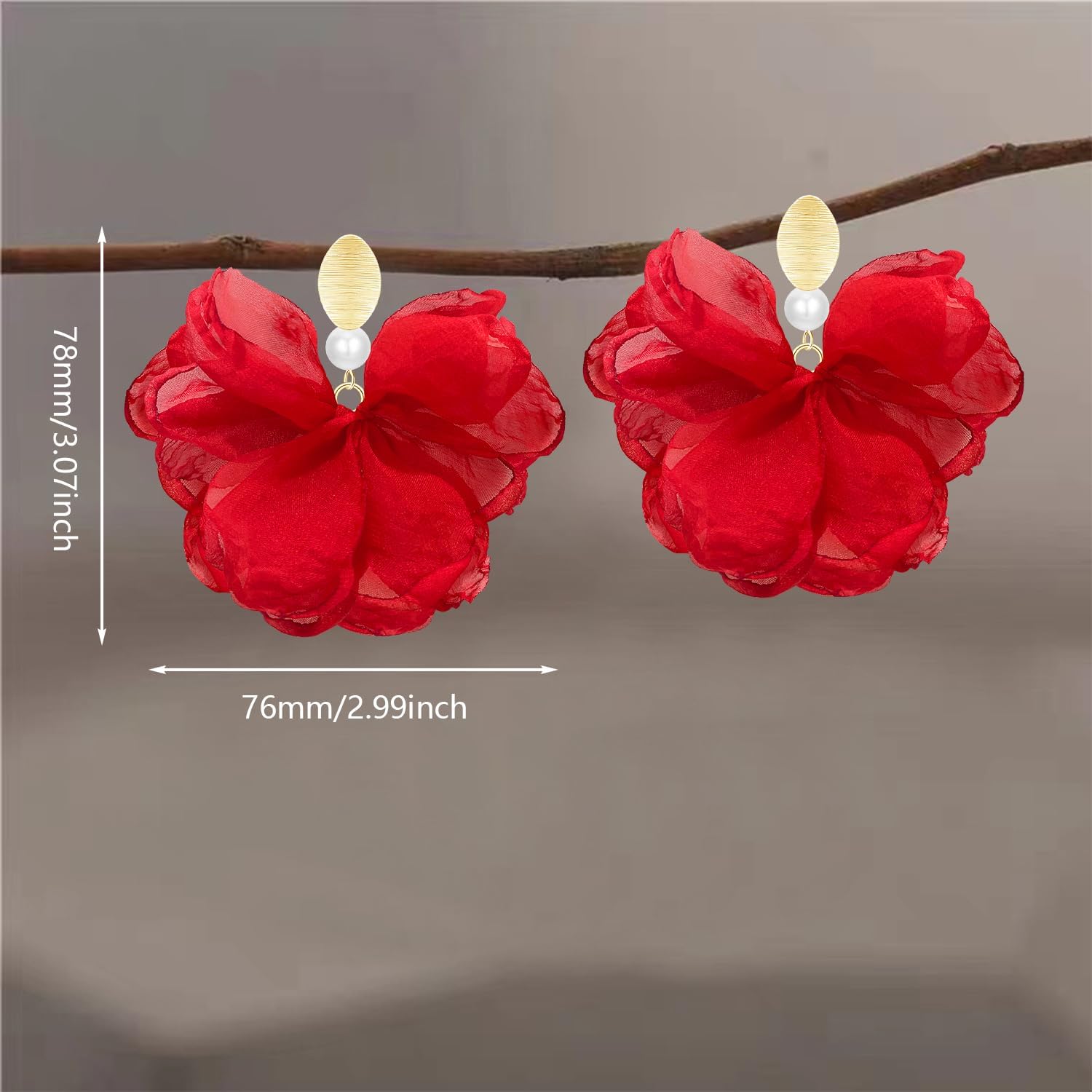 GPASTG Handmade Fabric Flower Petal Fringe Dangle Drop Earrings Bohemian Floral Tassel Stud Earrings For Women - Image 5
