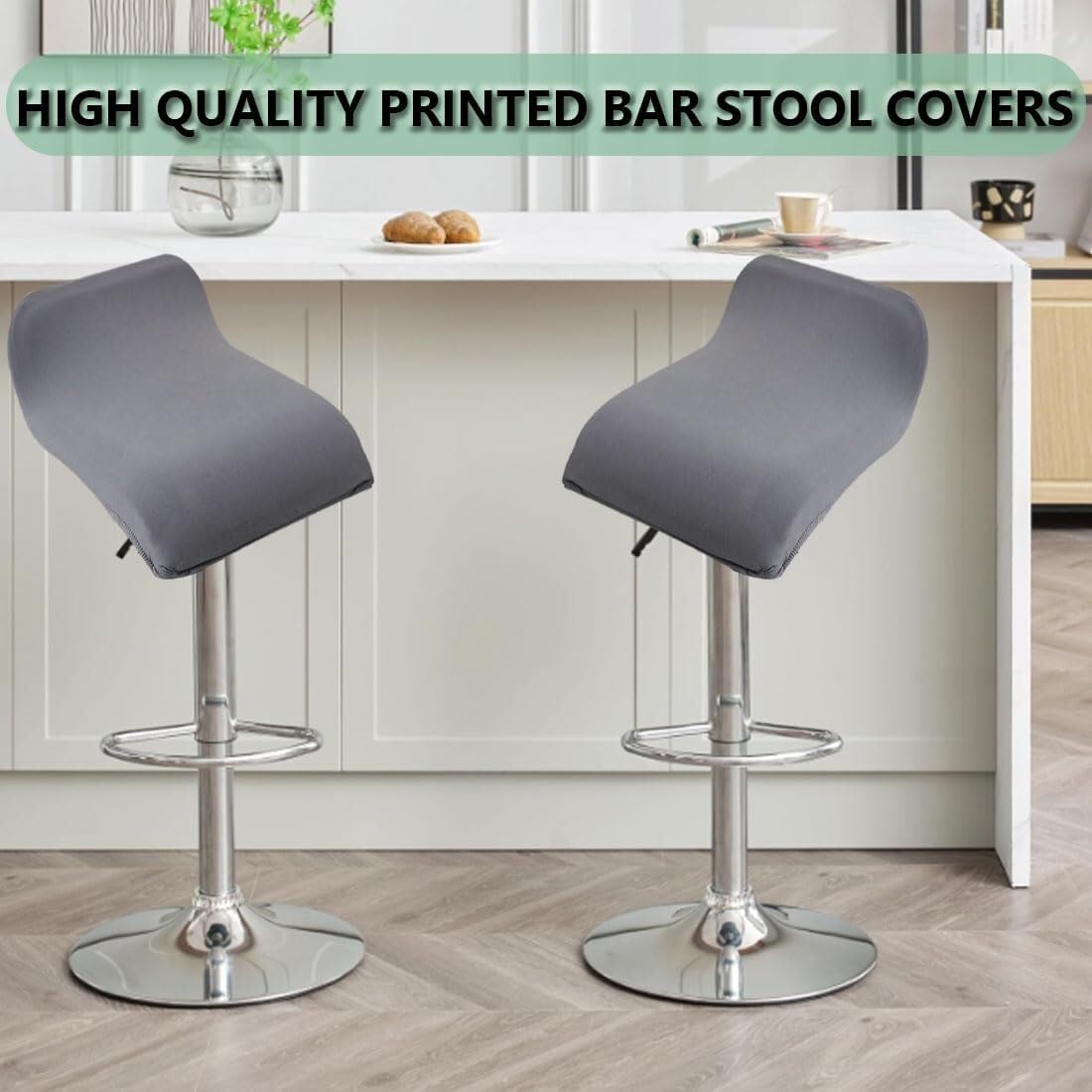 uyeoco Stampato Coprisedile per Sedia da Cucina da Bar Senza Schienale 4/2/1 Pezzi, Copri Fodera Sgabello da Bar Quadrato Elasticizzato(#22,4PCS)