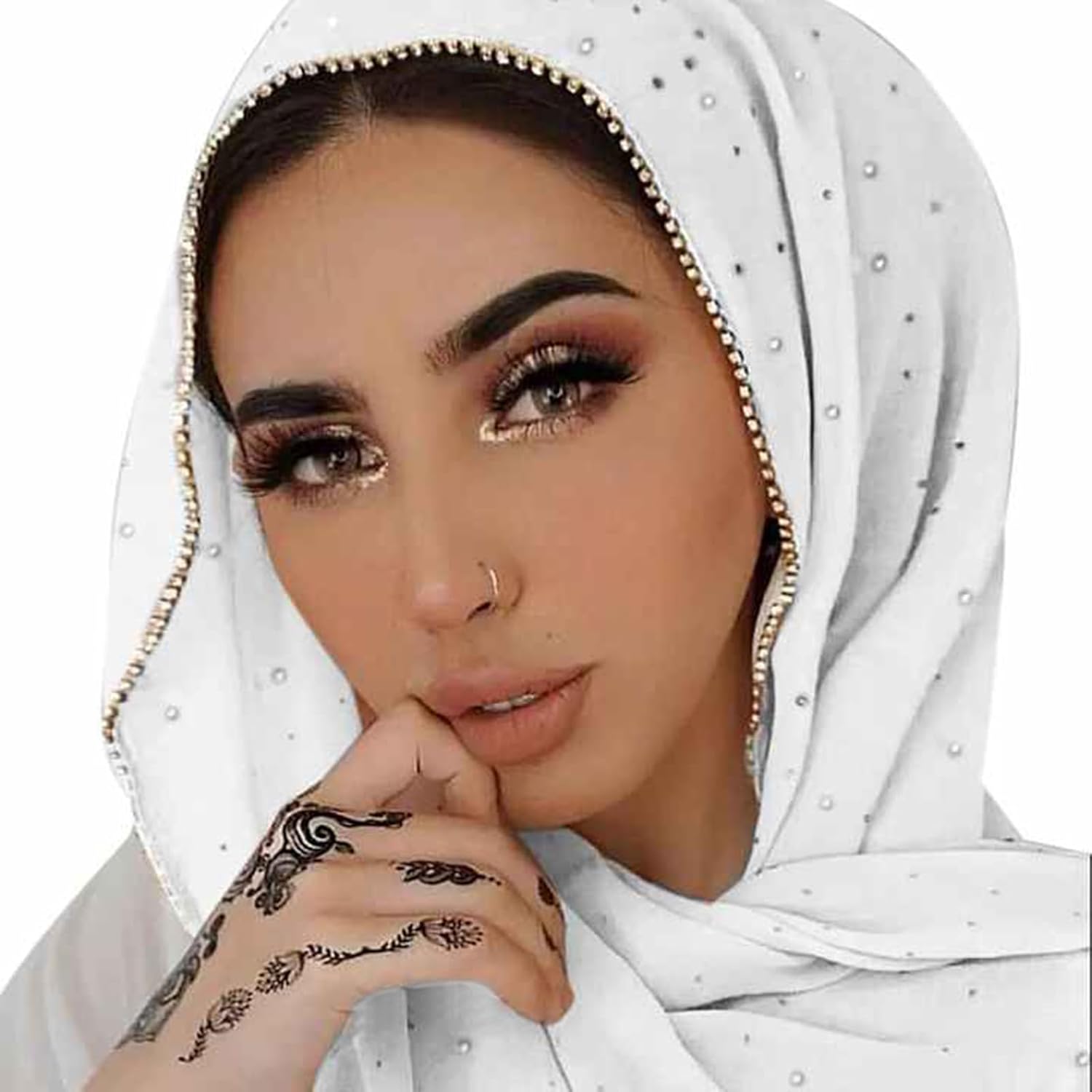 Hijab Scarf for Women Soft Chiffon Rhinestone Long Scarf Shawl Fashion Muslim Hijab Head Wrap Scarves