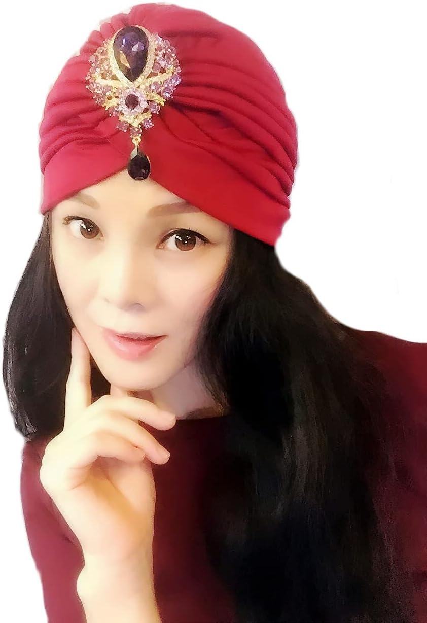 Dark Red Gemstone Turban,Women Turban,Full Turban,Turban,Turban Hat,Stretch Turban,Fashion Turban,Head Wrap,Head Scarf,Headband,Fashion,Gift,Show,Party,Holiday