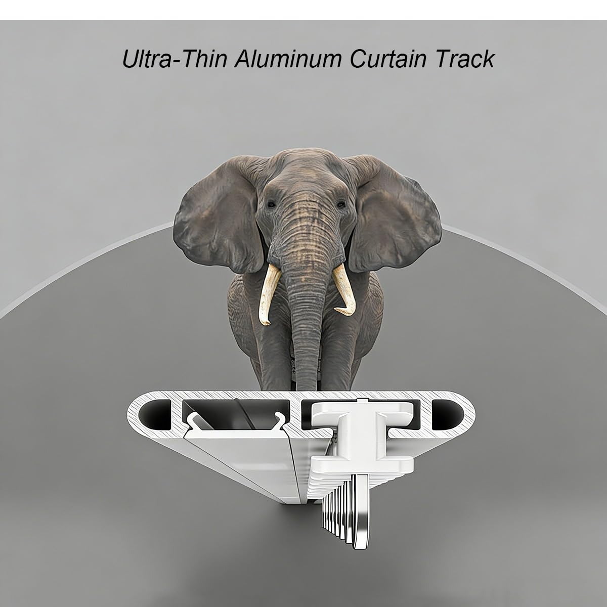 Système de rail de rideau ultra fin et silencieux en aluminium de 6 mm avec roulettes lisses Installation facile 5,9 m Blanc