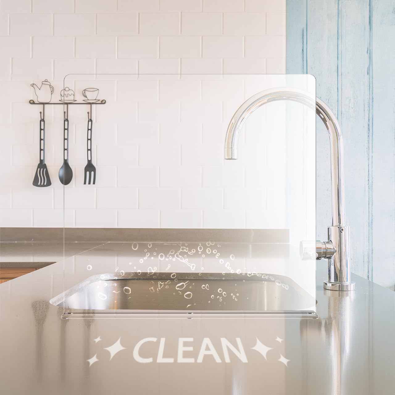 Clear Acrylic Large Sink Splash Guard Freestanding Panel Barrier One Piece No Assembly Protective Shield for Medical Complexes Schools Workspaces and Restaurants 19" x 18" by Marketing Holders