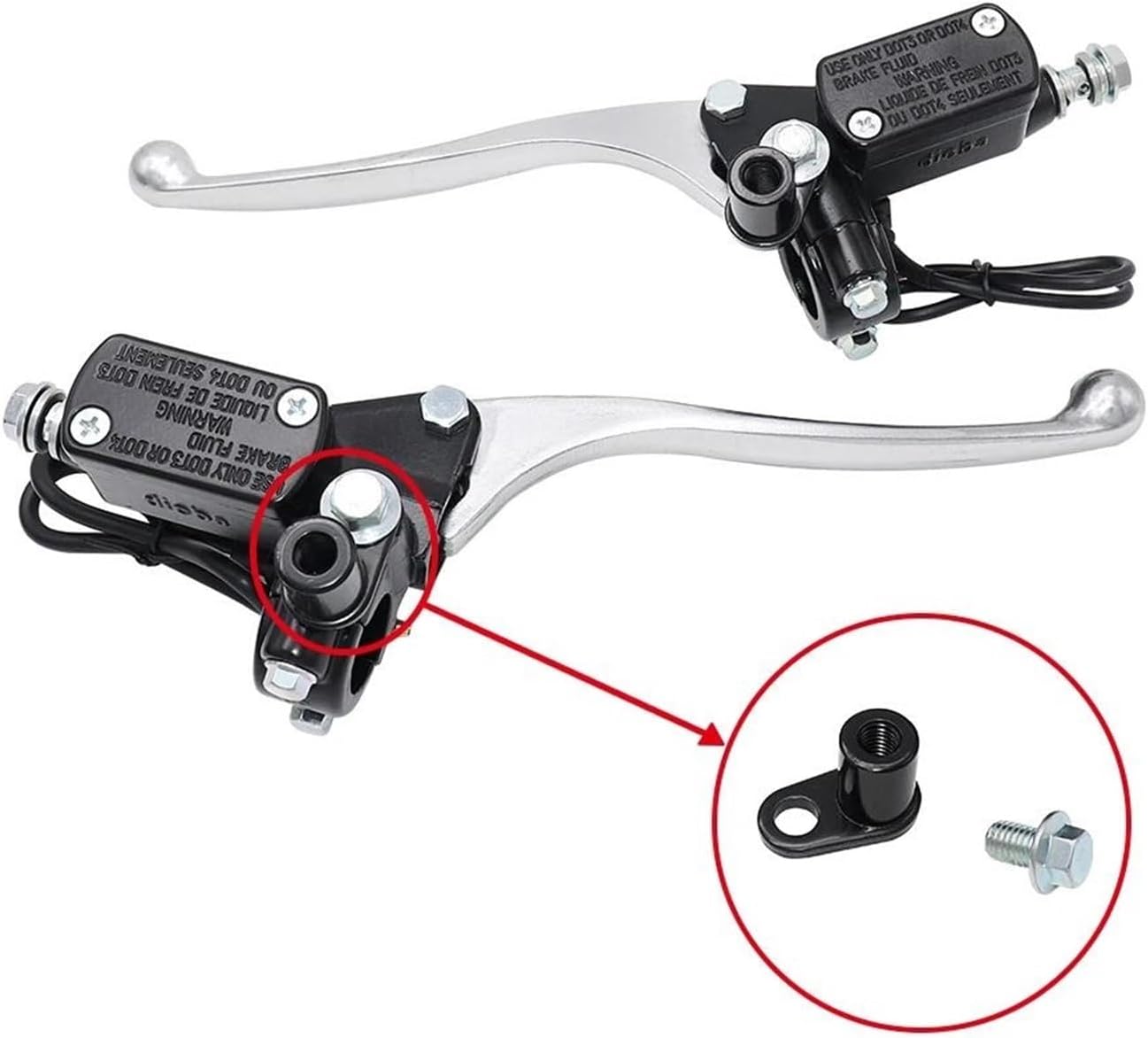 General Purpose Hydraulic Clutch Left Handle Lever Motorcycle Brake Pump Motocross Vehicle Parts For 50-250CC Wheeler Quad Motorcycle Buggy(Black Left Right)