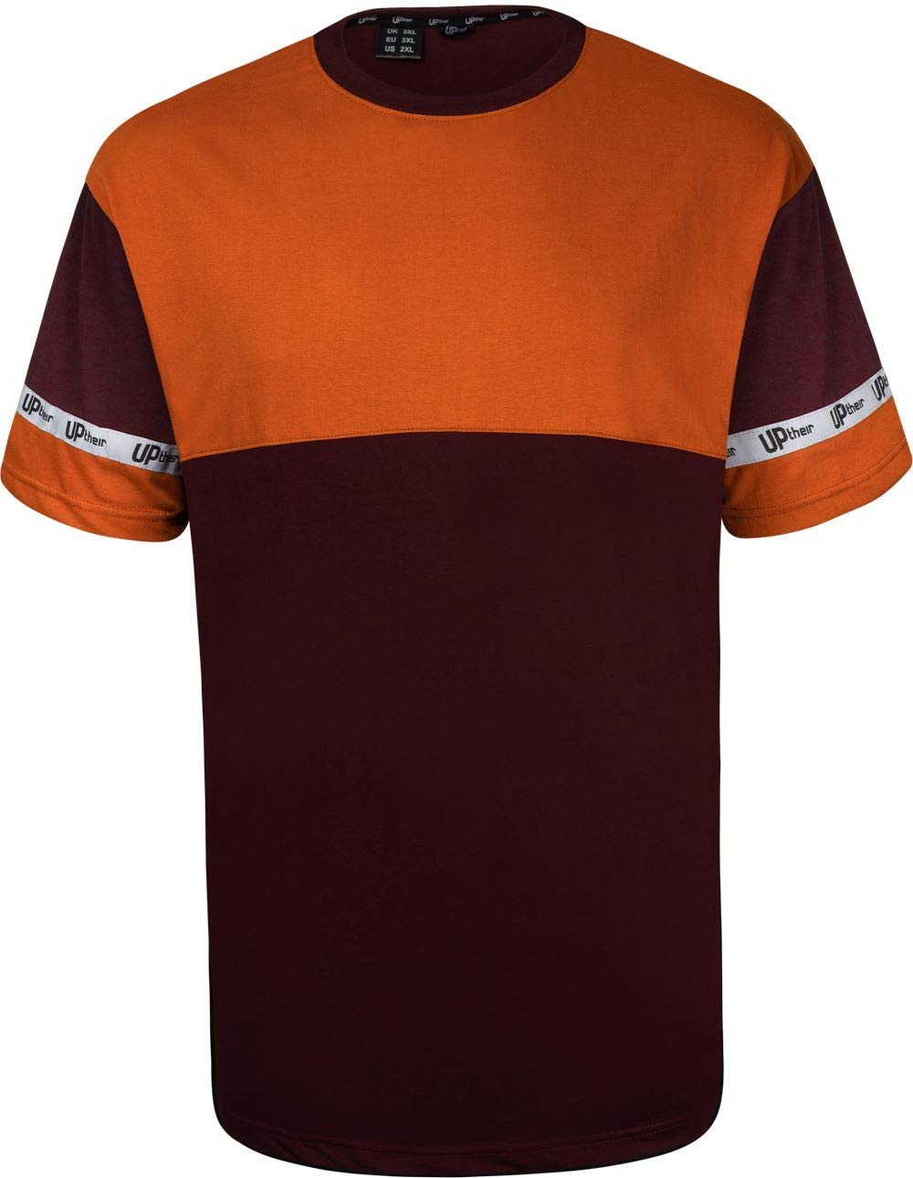 Uptheir Men's Vlad Cut & Sew Crew Neck T-Shirt - Burgundy Amber (UK, Alpha, XL, Regular, Regular)