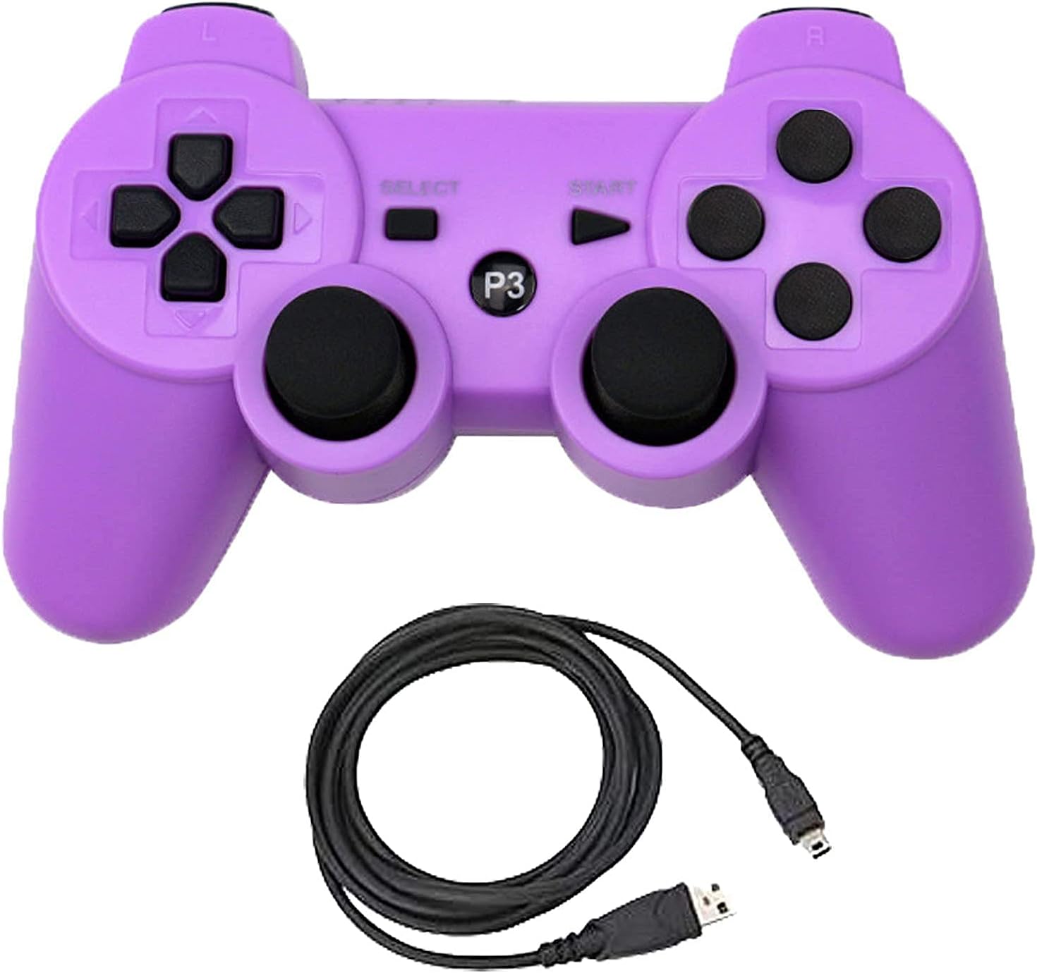 وحدة تحكم لاسلكية متوافقة مع PS3، وظيفة الاهتزاز، كابل USB متوافق، دليل التعليمات الياباني متضمن باللون الأرجواني