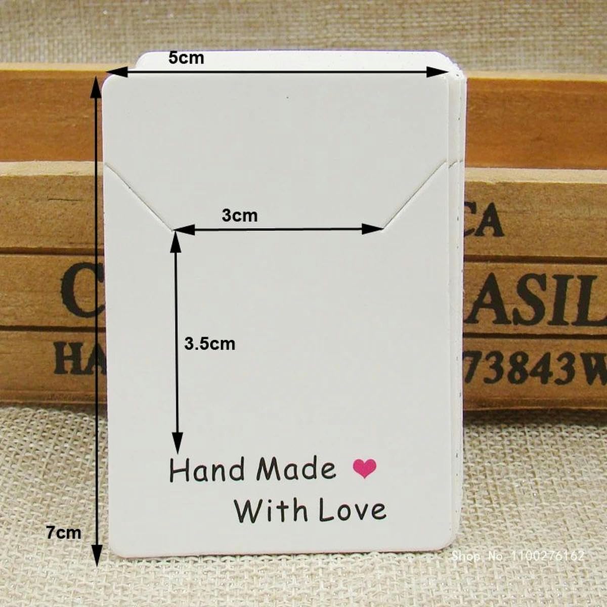 200 Stück 5 x 7 cm weiße/Kraftpapier-Halsketten-Display-Karte, handgefertigt mit Liebe, Schmuck-Paket-Karte, individuell erhältlich – 1