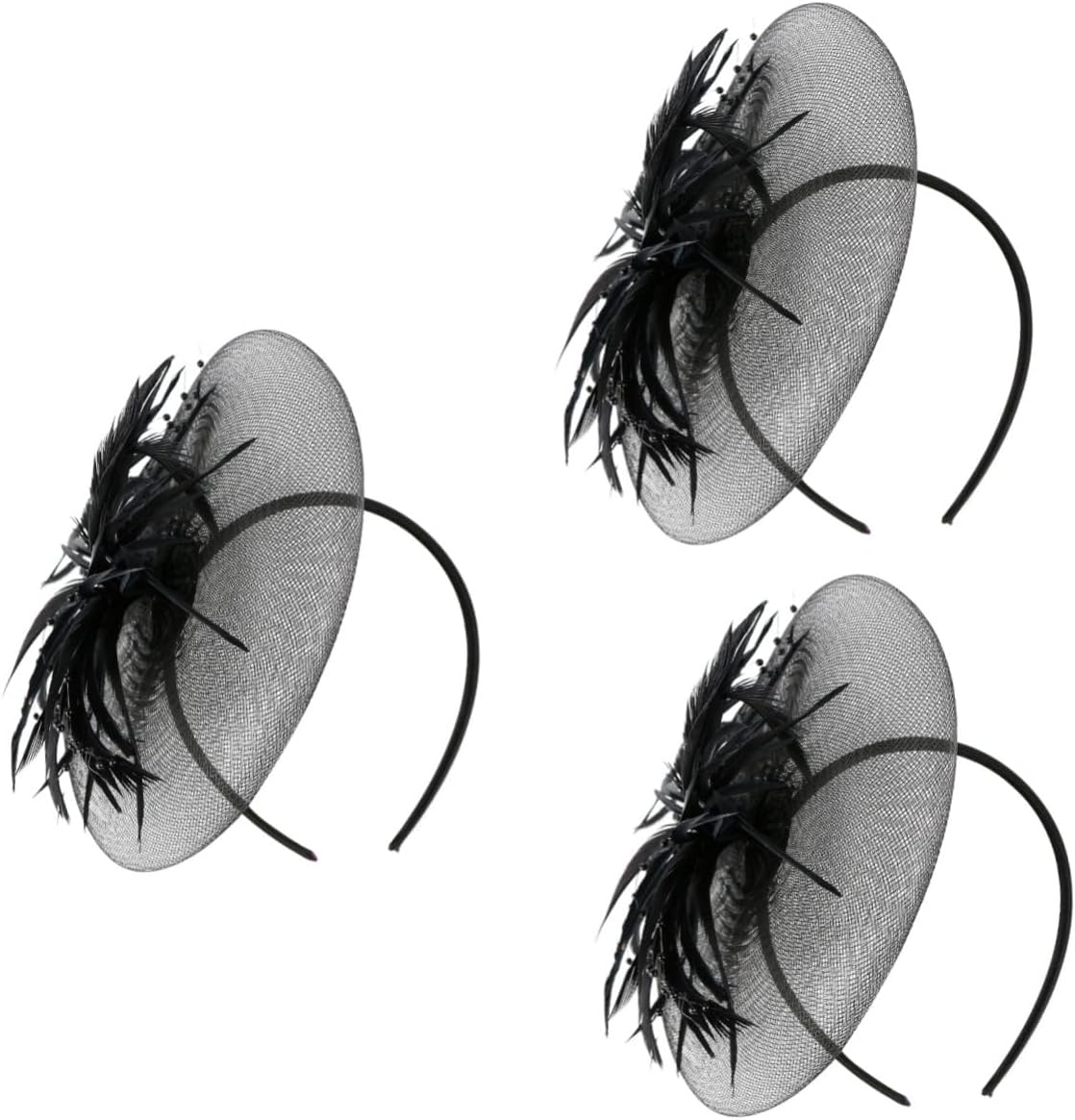 2 Pcs Mesh Feather Headband Bride Hair Clip Bohemian Headpiece Feather Headdress Bow Tie Crown Miss