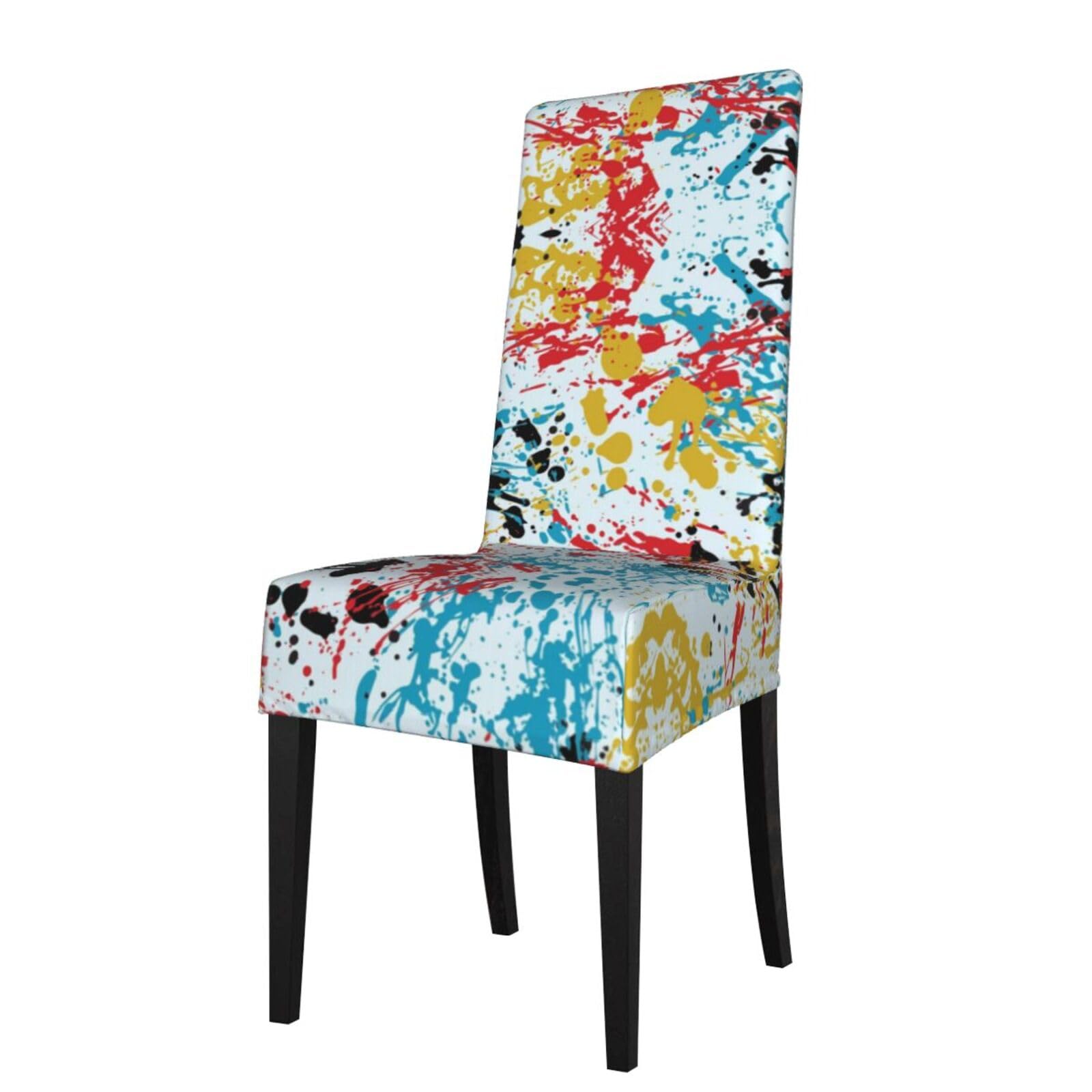 Lkymoh As Picture Ink Splashes Abstract Pattern, Chair Covers Stretch Chair Slipcovers For Dining Room, For Party Pet Protection Universal Fit Soft Polyester